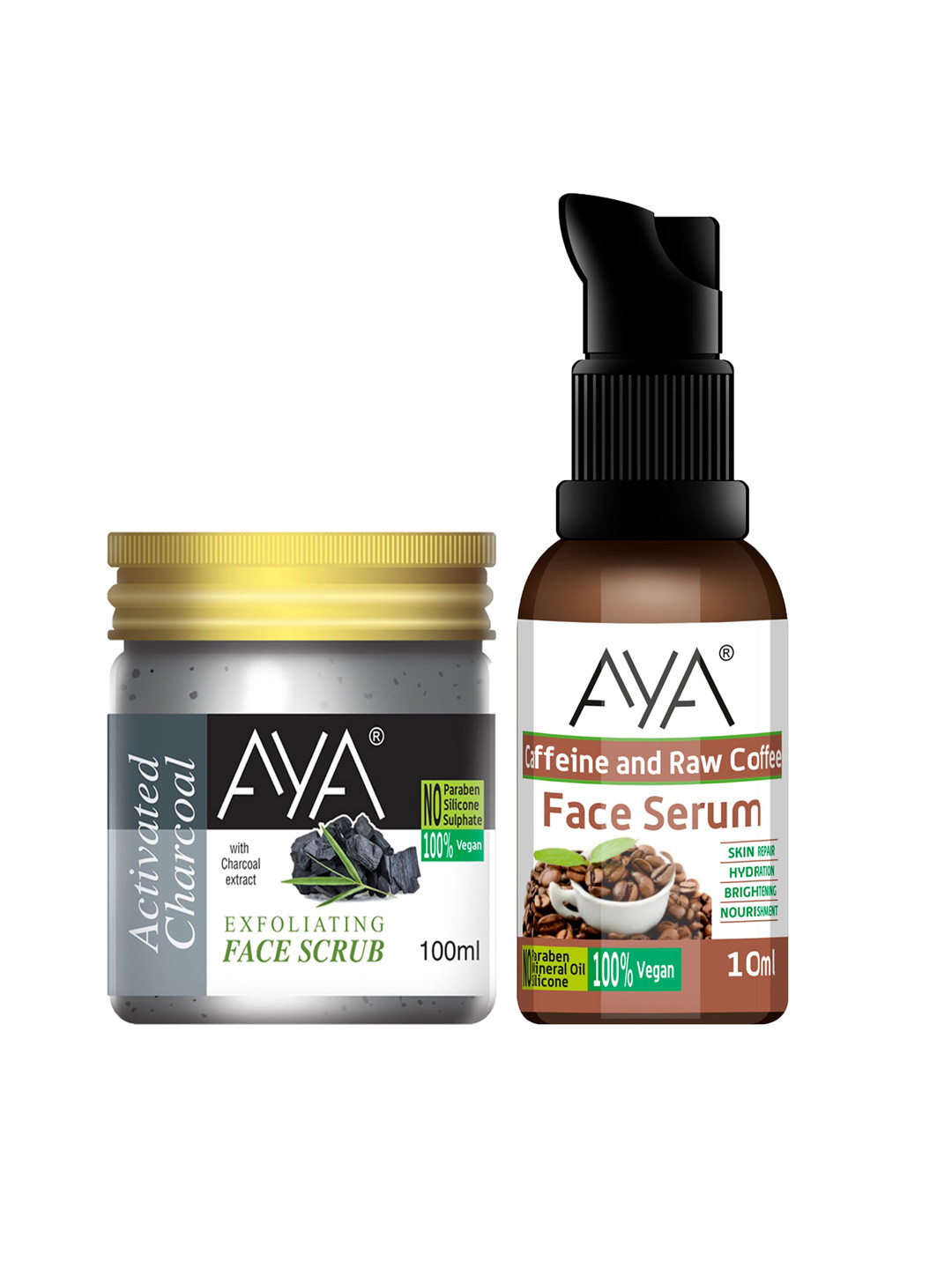 

AYA Set Of 2 Face Scrub & Face Serum 110ml, Charcoal