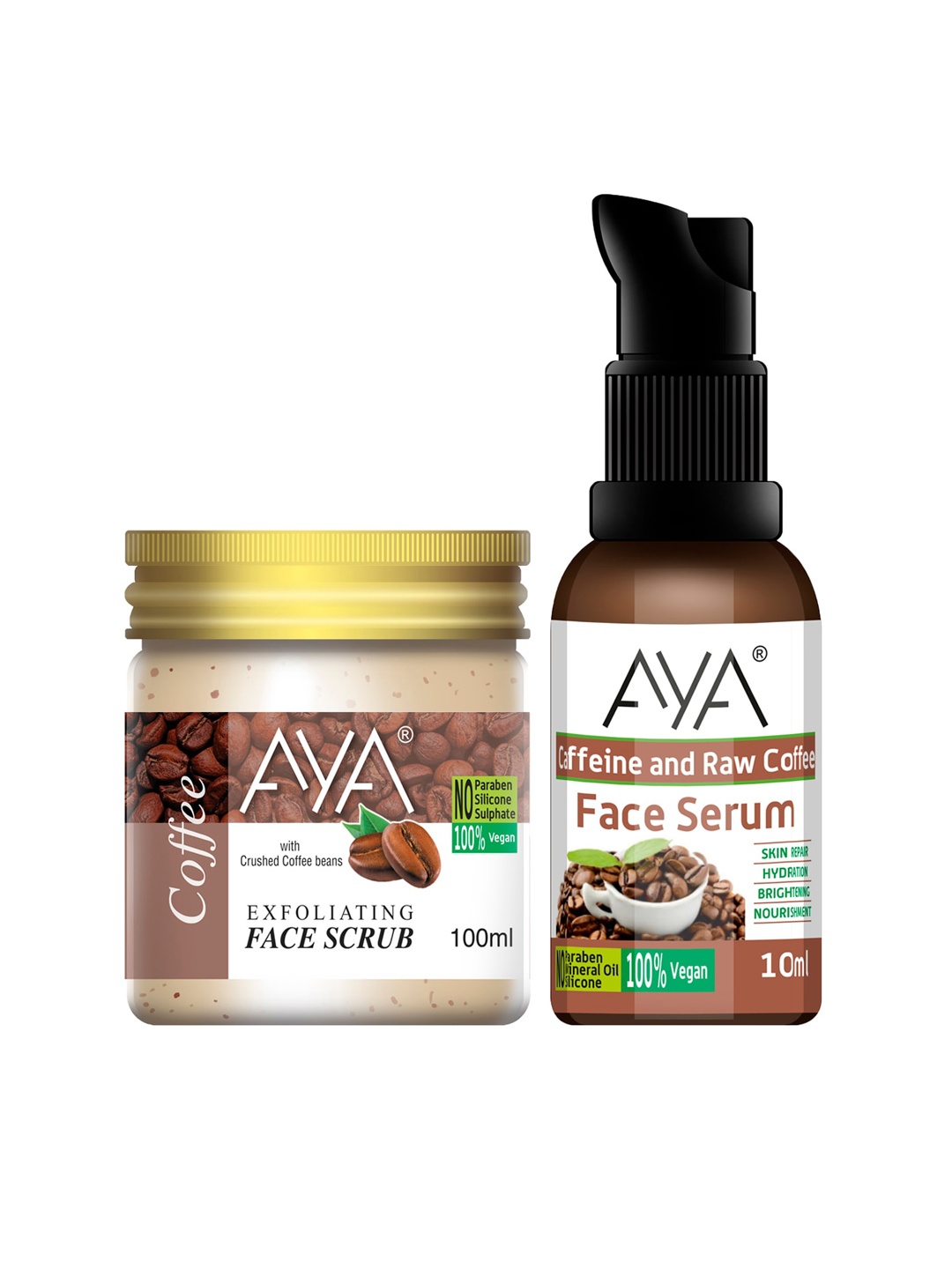 

AYA Set of Coffee Face Serum 10ml & Face Scrub 100ml, Coffee brown