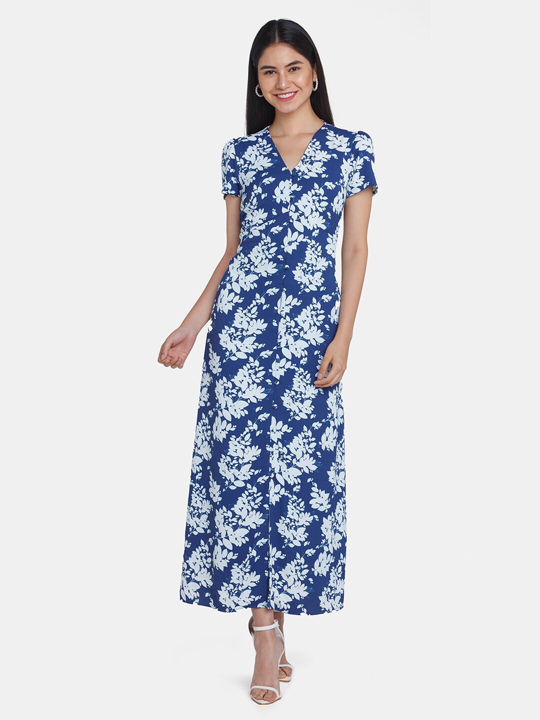 

Zink London Blue Floral Maxi Dress