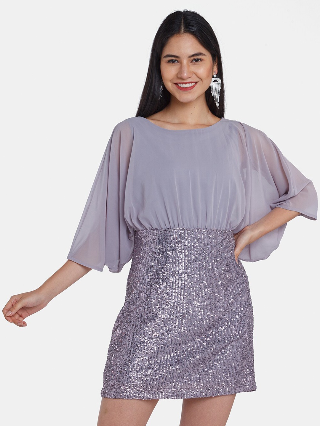 

Zink London Grey Embellished Bodycon Dress