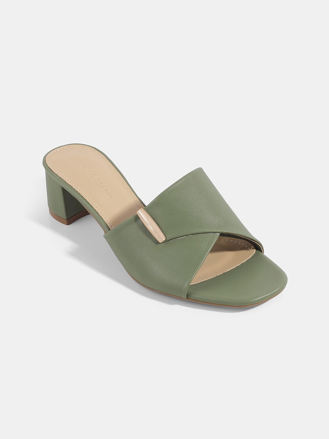 

LEMON & PEPPER Green PU Block Mules