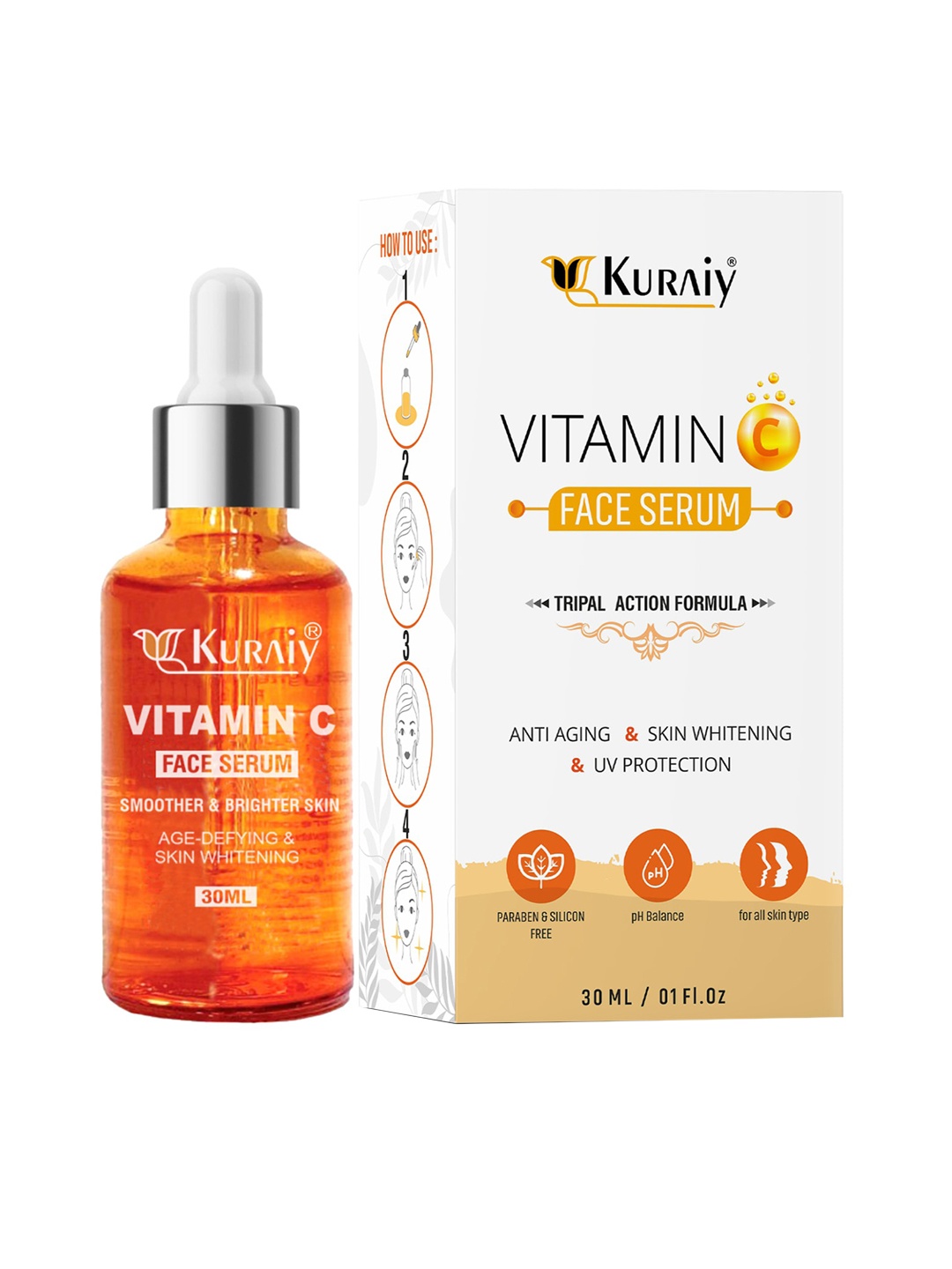 

KURAIY Skin Illuminate Face Serum For Radiant Skin With Vitamin C & Turmeric-30 ml, Orange