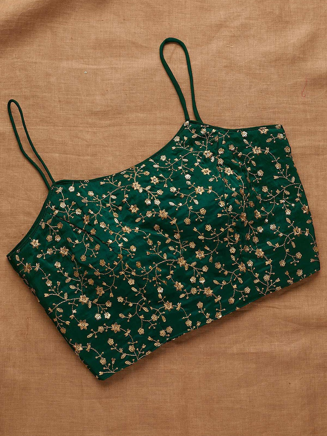 

Koskii Green Embroidered Saree Blouse