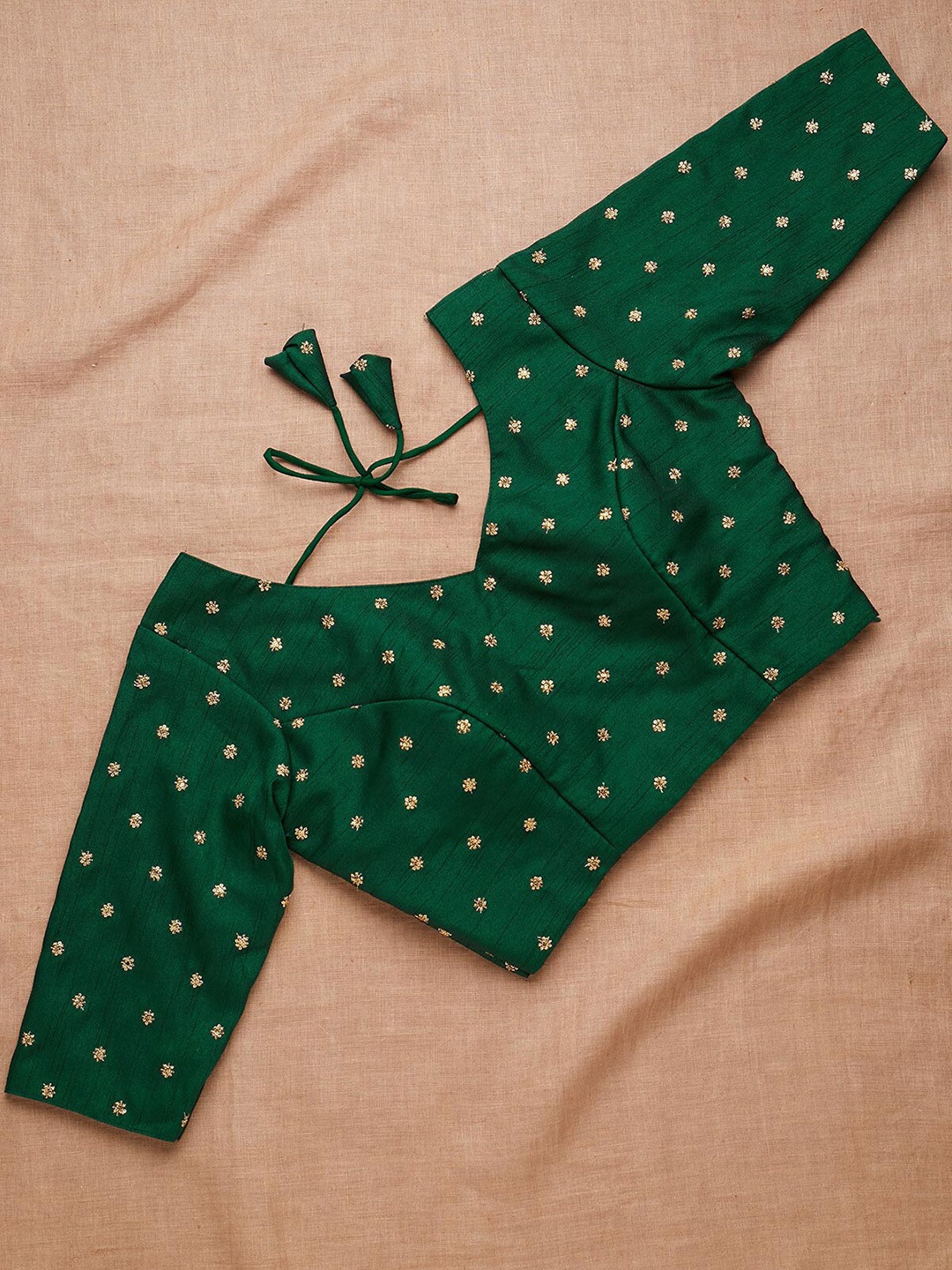 

Koskii Green Embroidered Saree Blouse