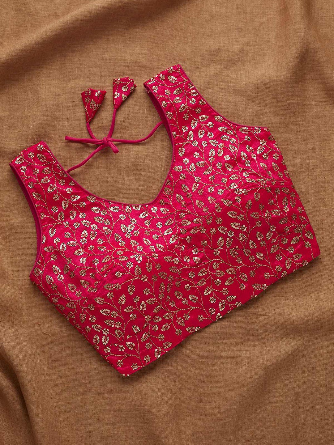 

Koskii Pink Embroidered Saree Blouse