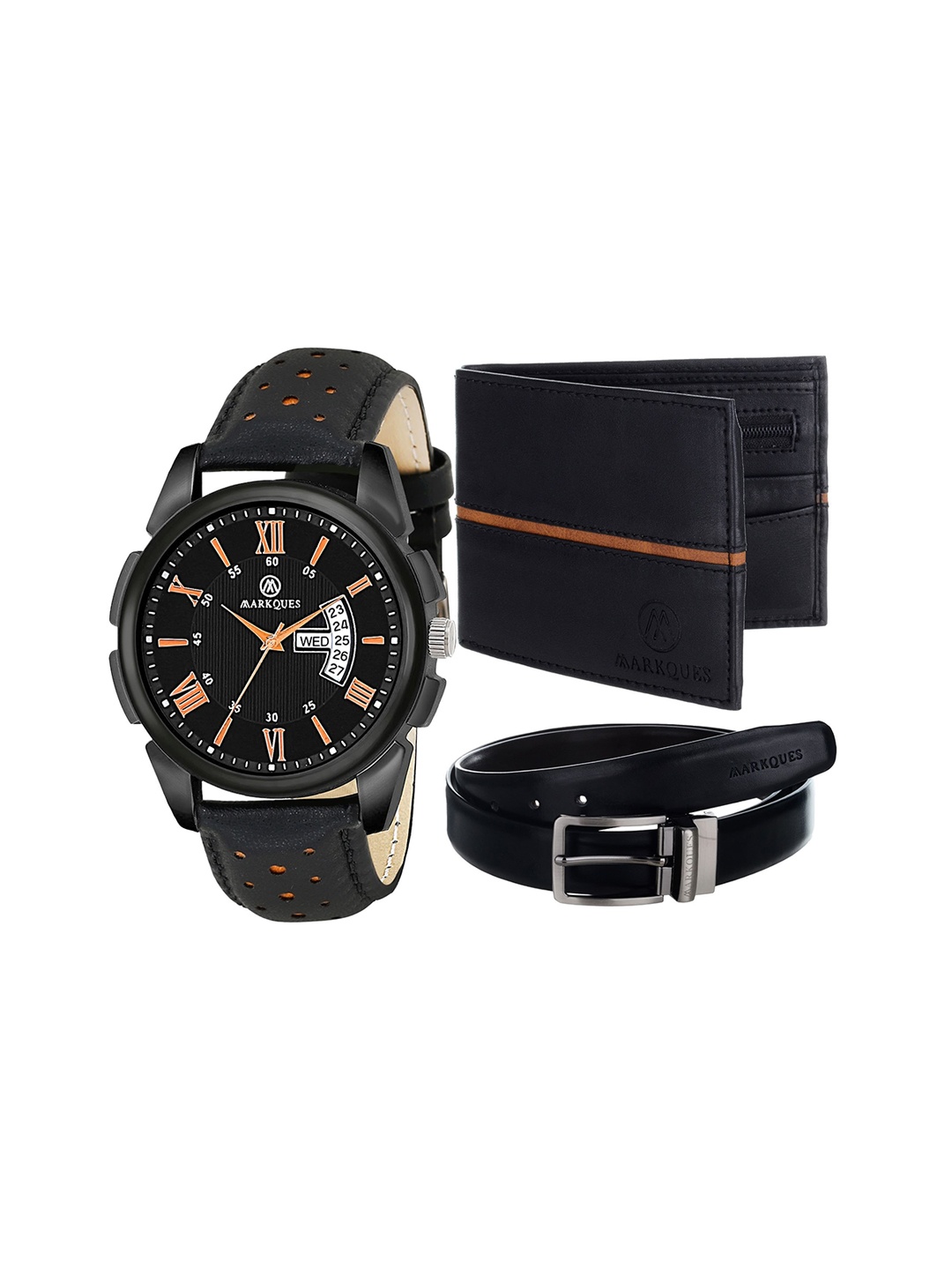 

MARKQUES Men Black Solid Accessory Gift Set