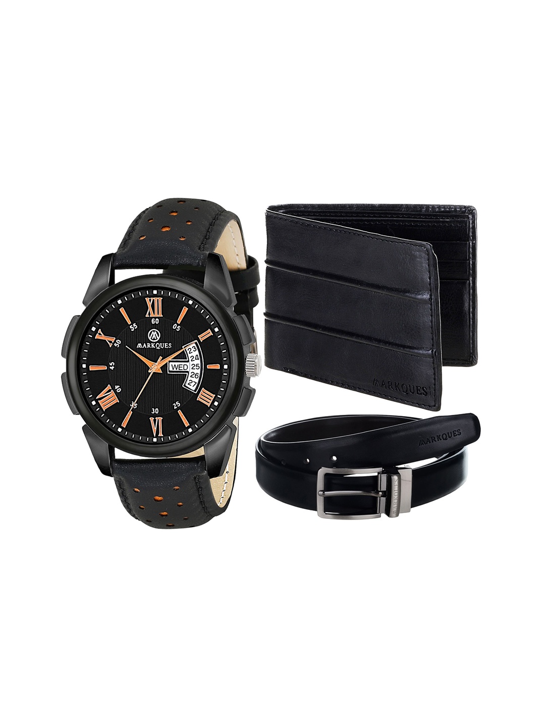 

MARKQUES Men Black Solid Accessory Gift Set