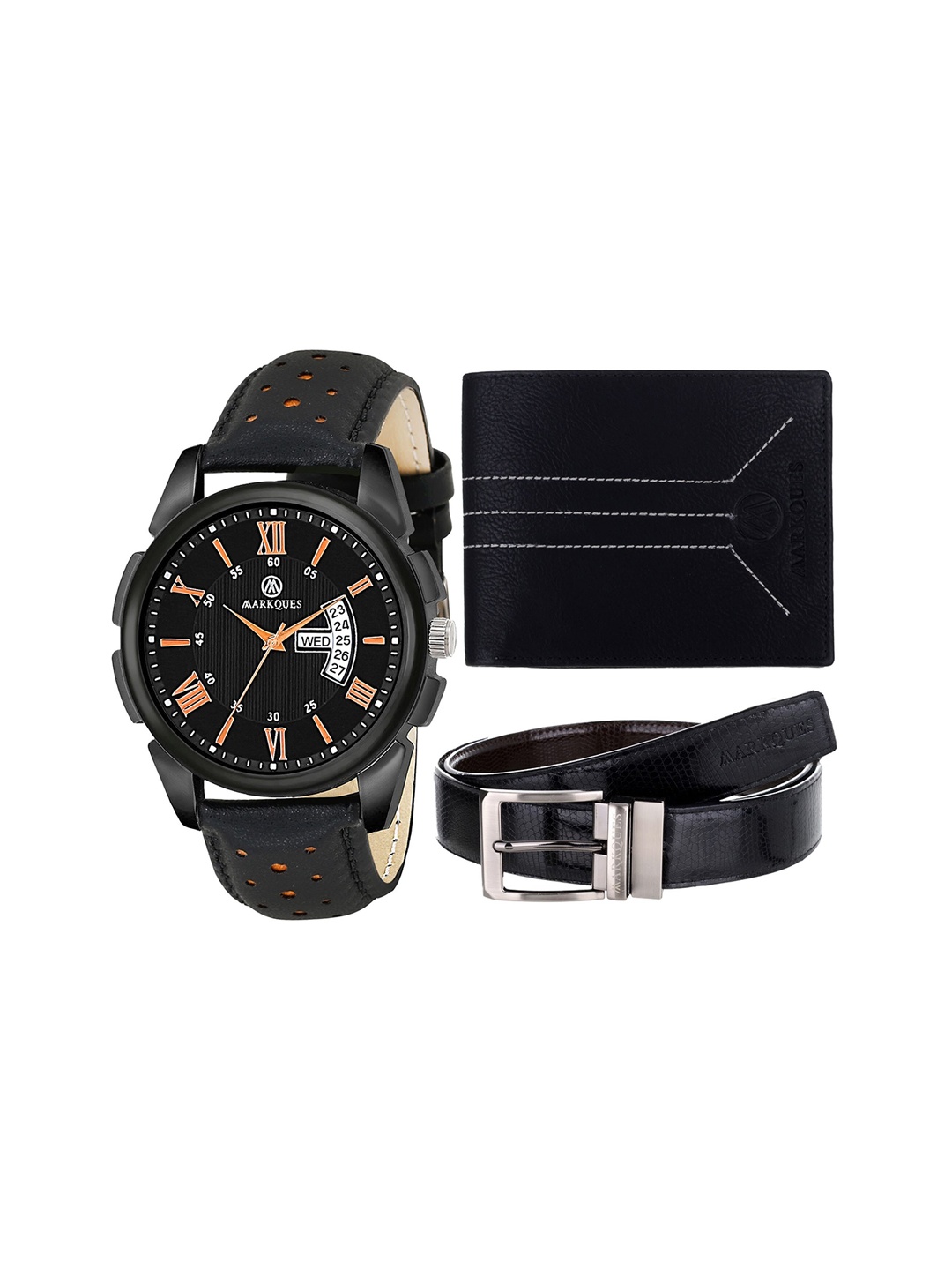

MARKQUES Men Black Solid Accessory Gift Set
