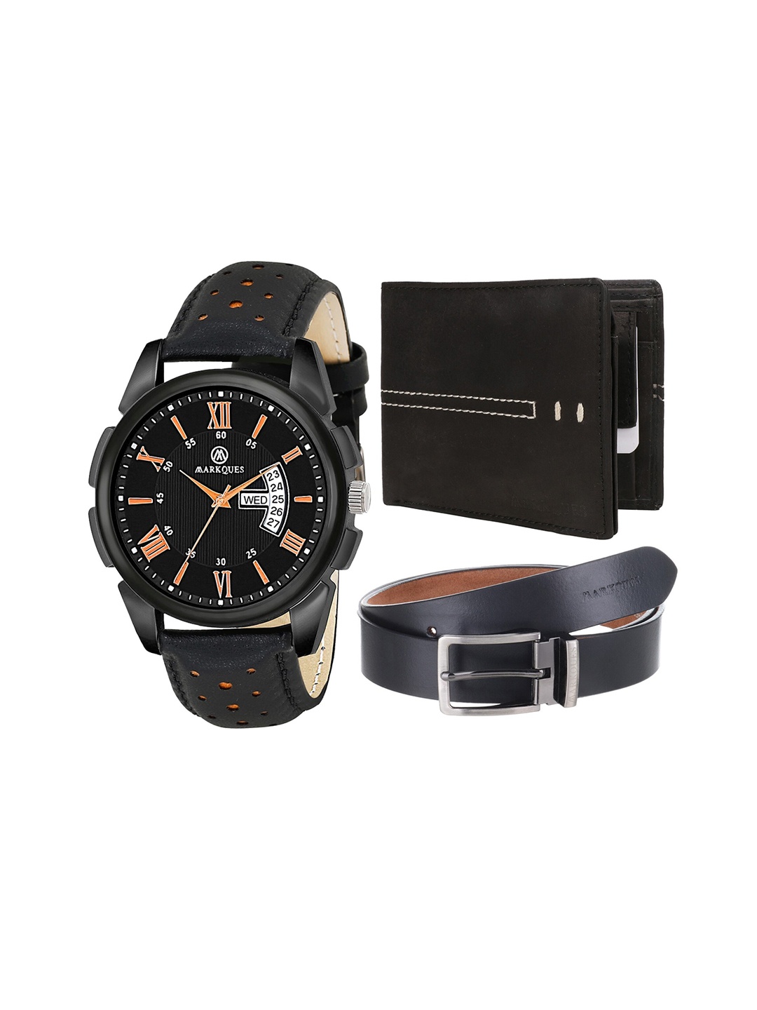 

MARKQUES Men Black Solid Accessory Gift Set