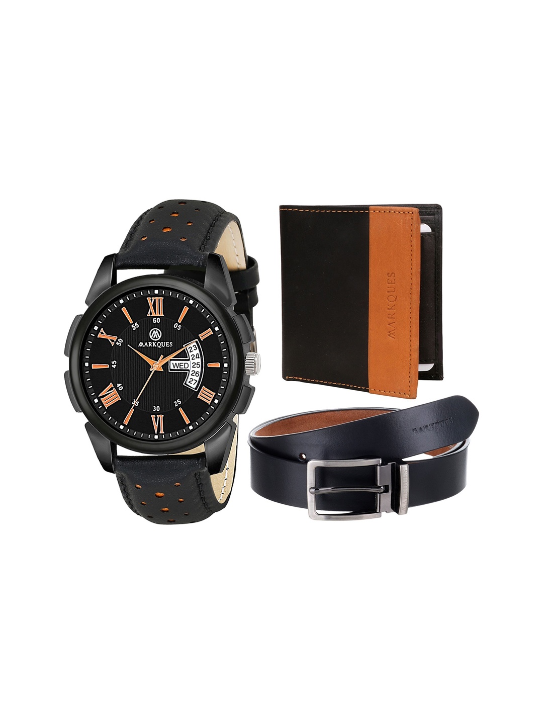 

MARKQUES Men Black & Brown Solid Accessory Gift Set