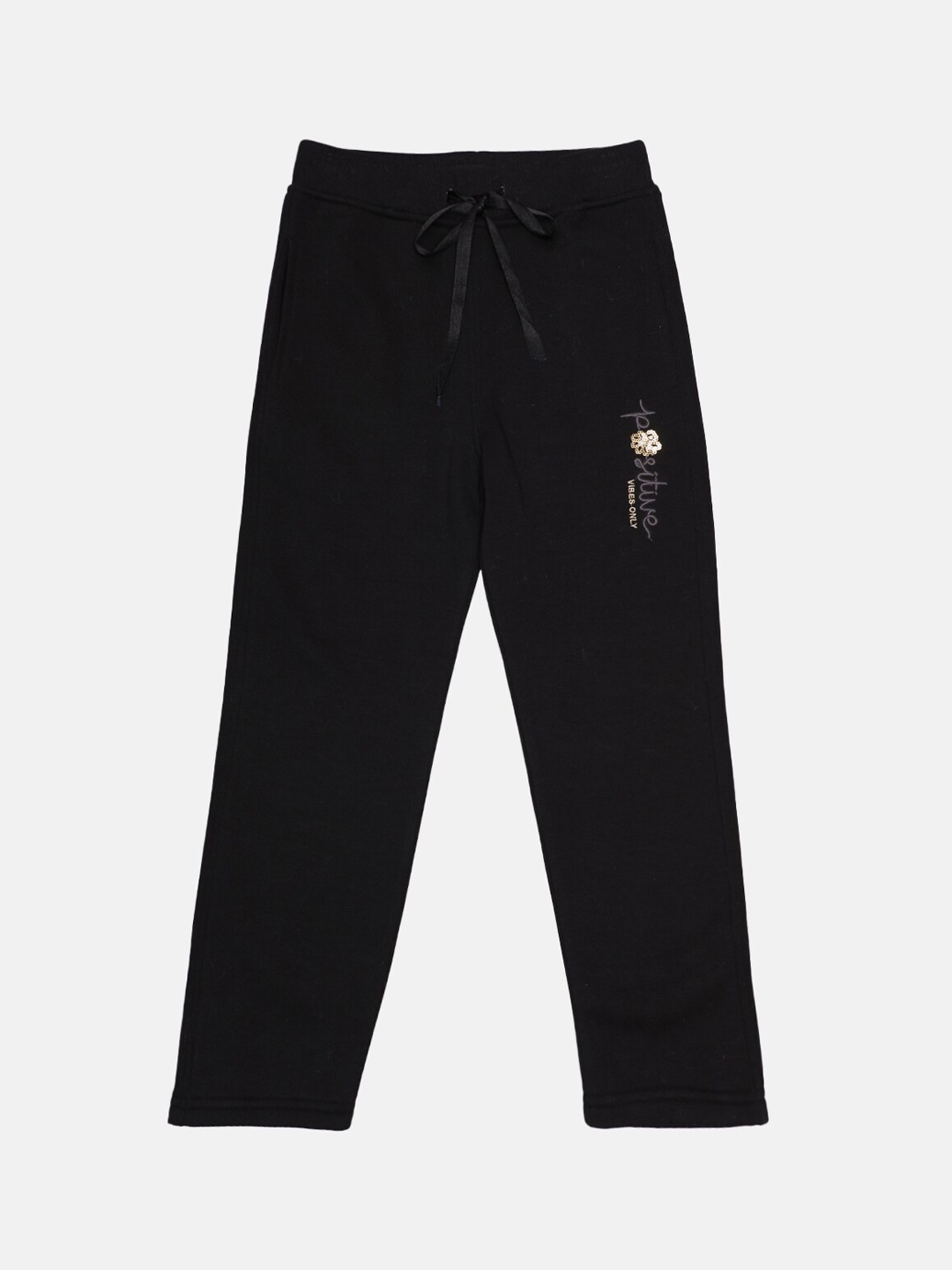 

CHIMPRALA Girls Black Solid Cotton Track Pants