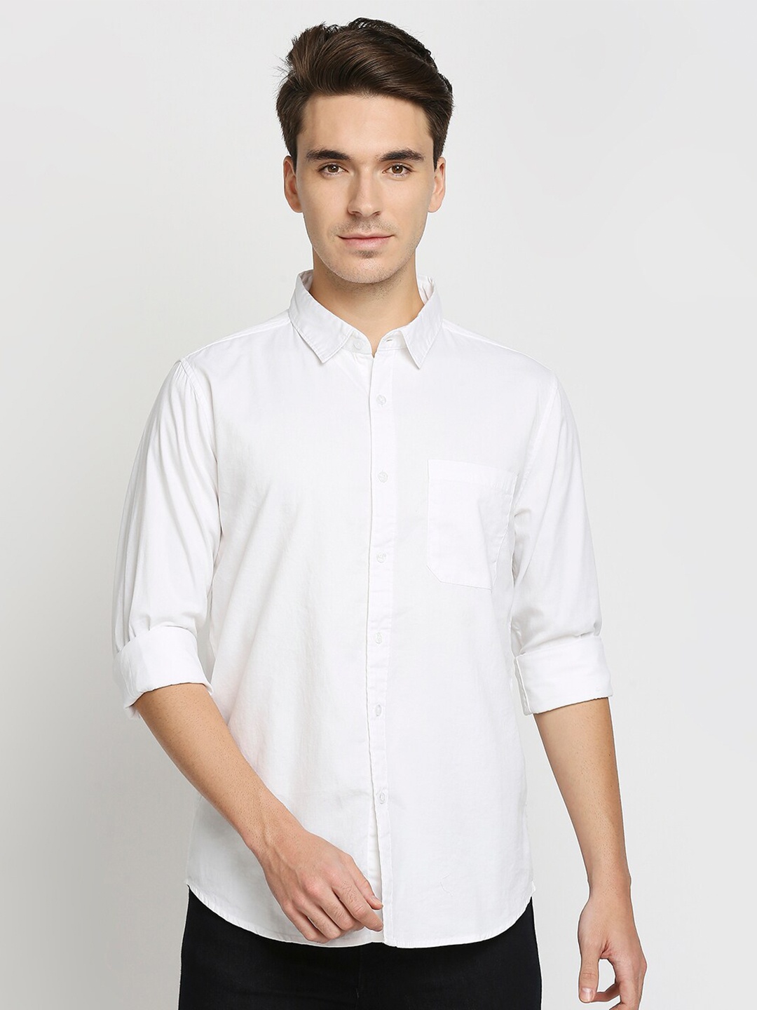 

VALEN CLUB Men Slim Fit Casual Pure Cotton Shirt, White