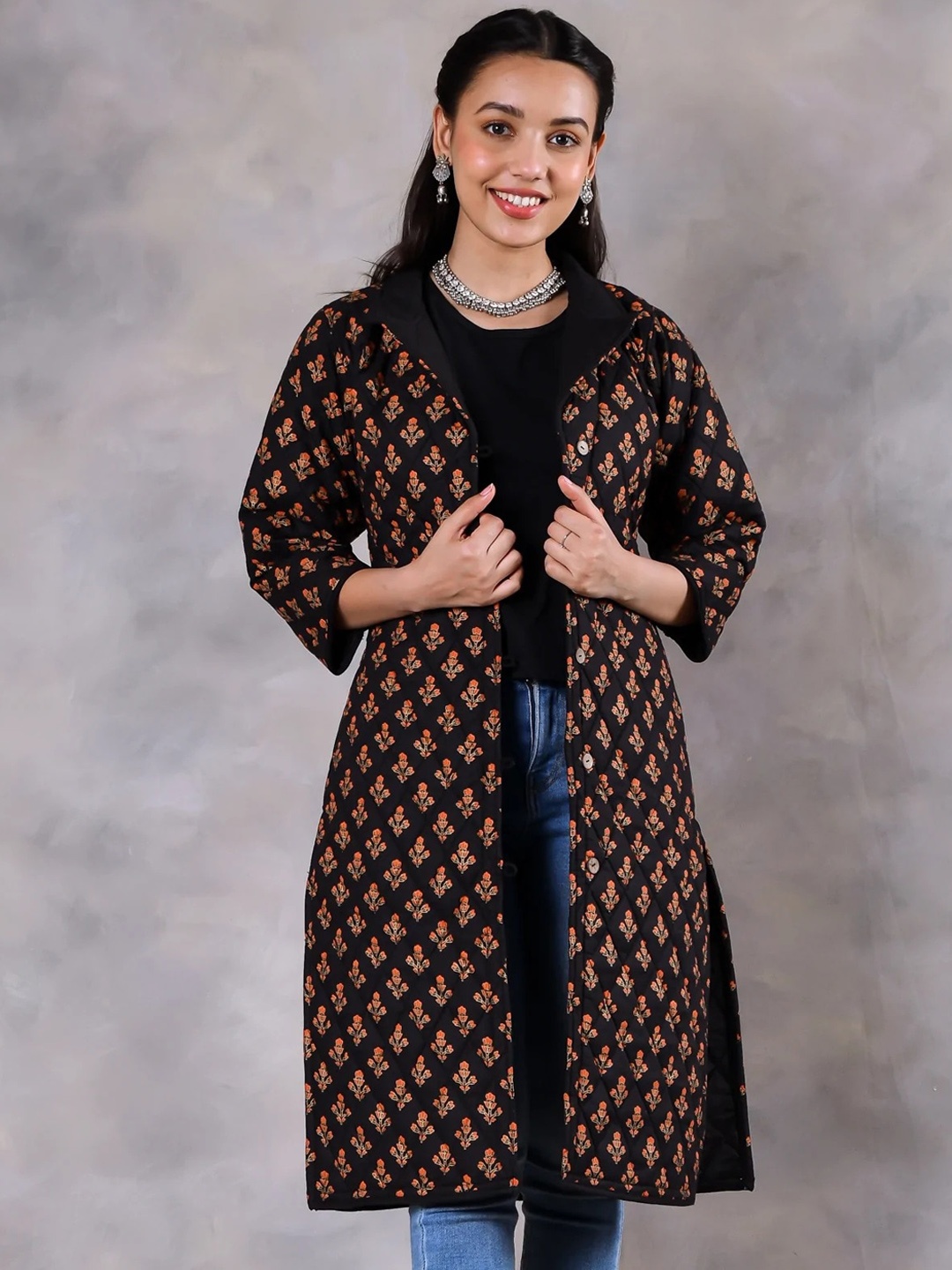 

Rustorange Women Black Longline Open Front Jacket