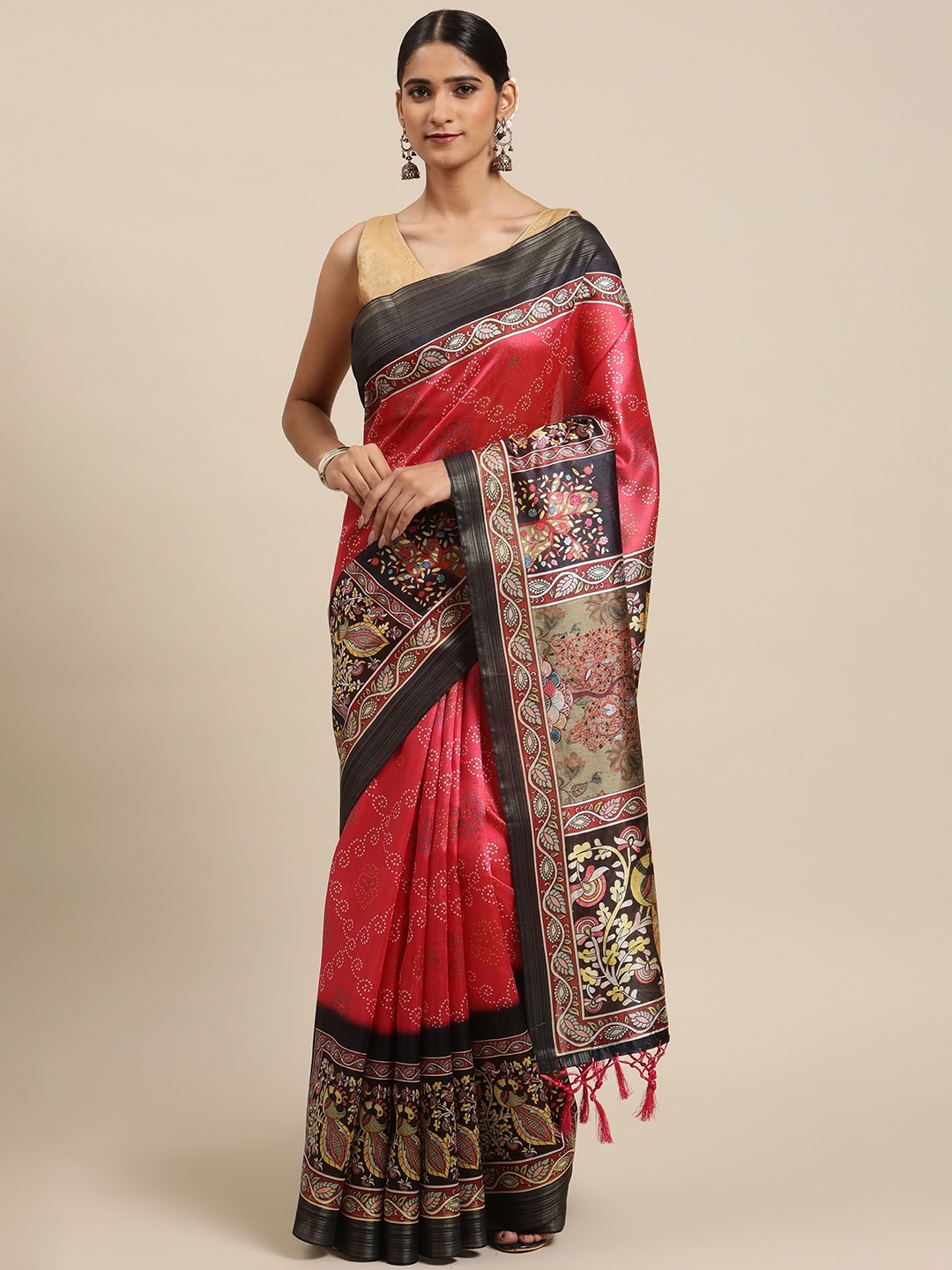

VISHNU WEAVES Red & Brown Ethnic Motifs Zari Silk Cotton Saree