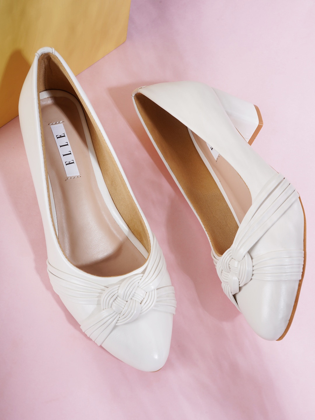 

ELLE White Block Pumps