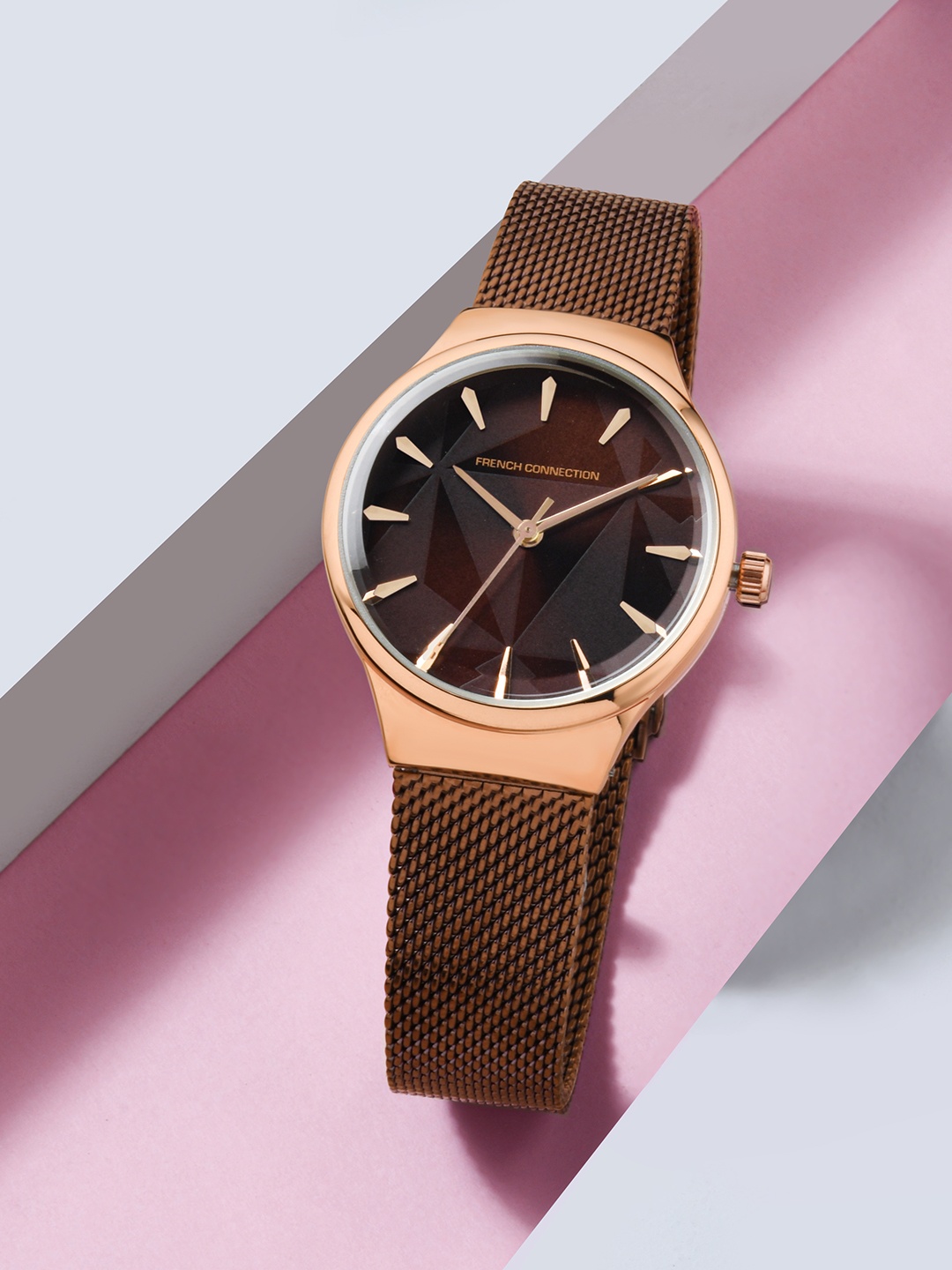 

French Connection Women Brown Dial & Brown Stainless Steel Bracelet Style Straps Analogue Watch FCN00021D