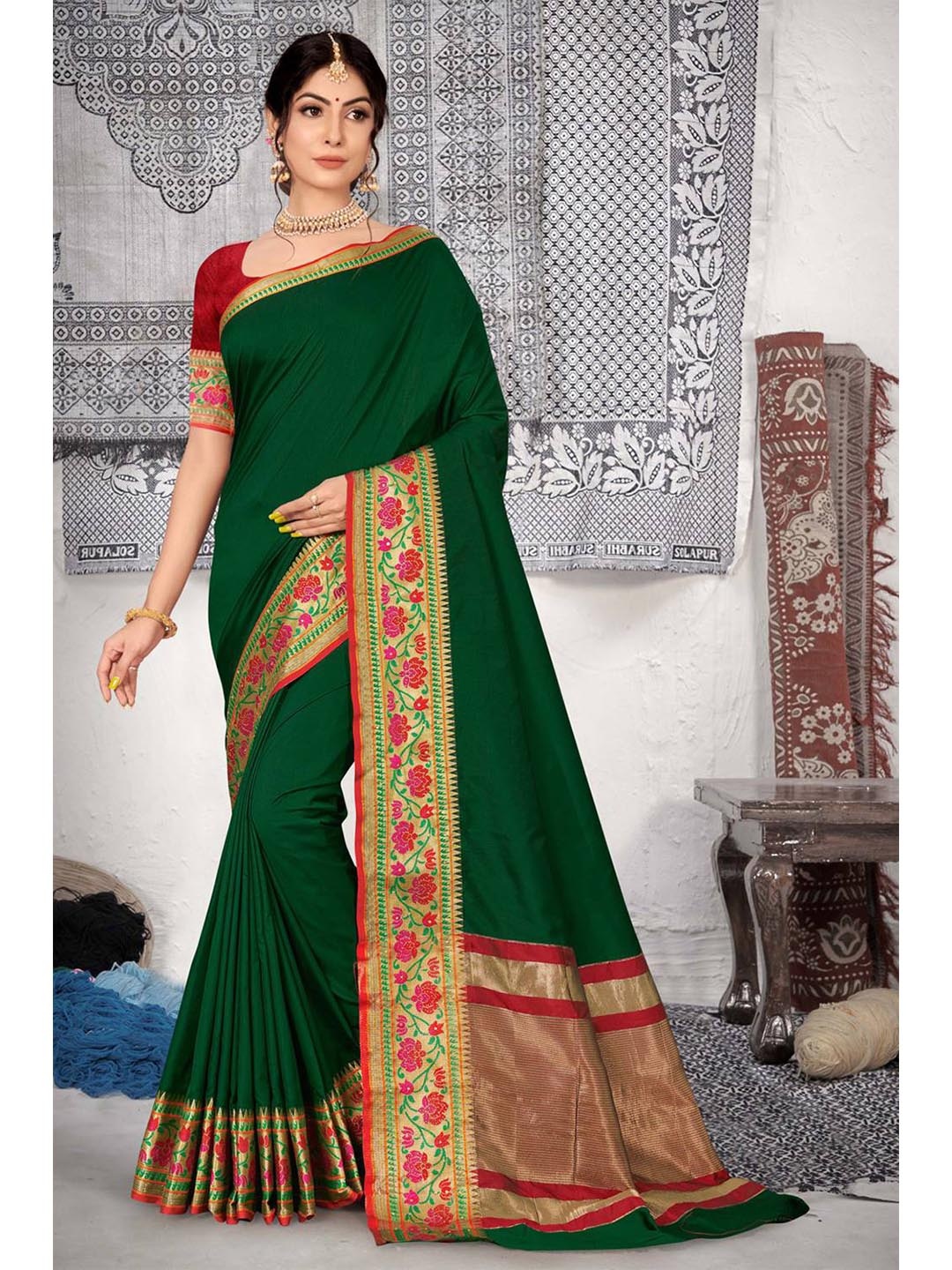 

KARAGIRI Green Paithani Saree
