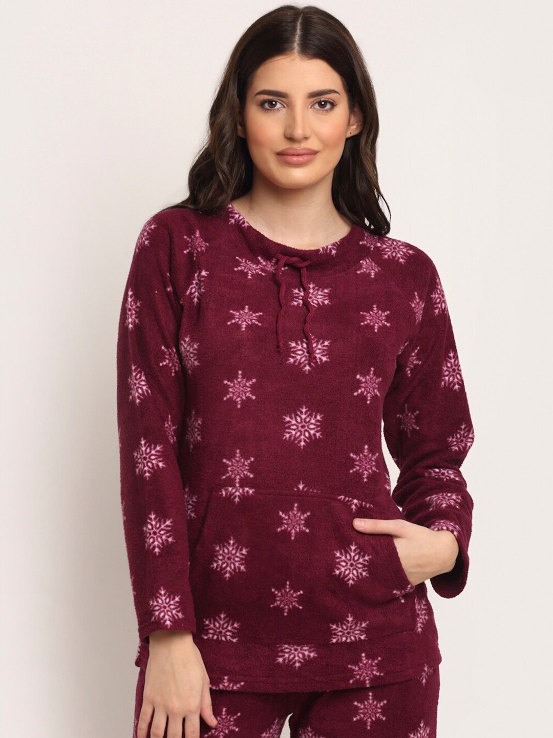 

Kanvin Women Printed Sweatshirt, Maroon