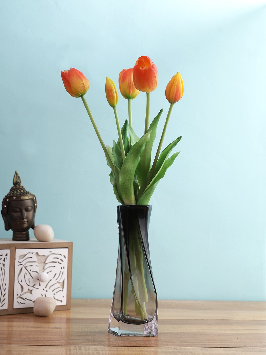 

TAYHAA Set of 5 Orange Artificial Tulip Flowers