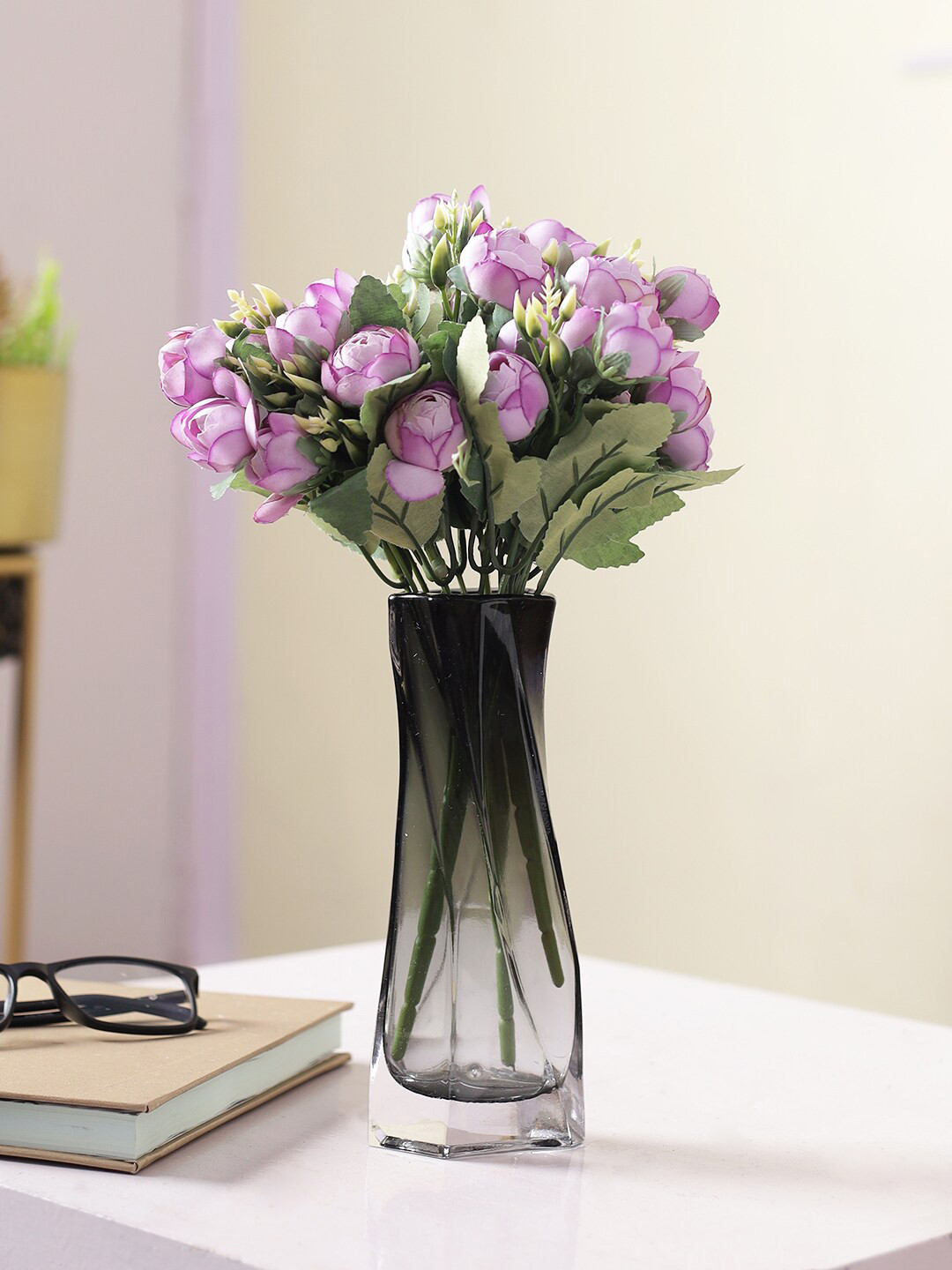 

TAYHAA Set Of 2 Purple & Green Tulip Artificial Flower Sticks