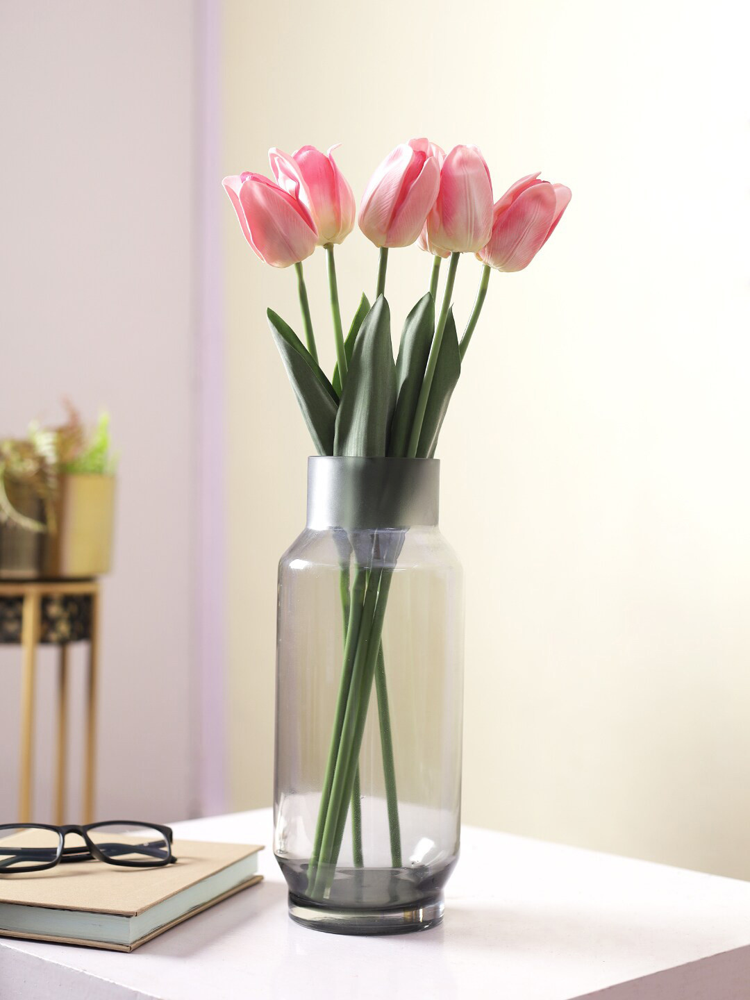 

TAYHAA Pink Tulip Flower stick Artificial Flowers and Plants