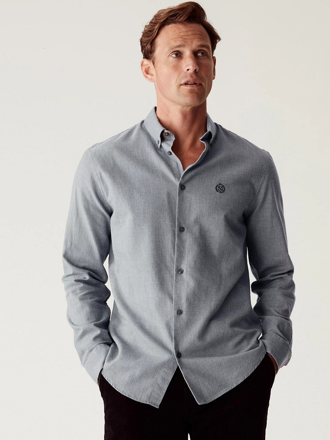 

Marks & Spencer Men Grey Casual Shirt