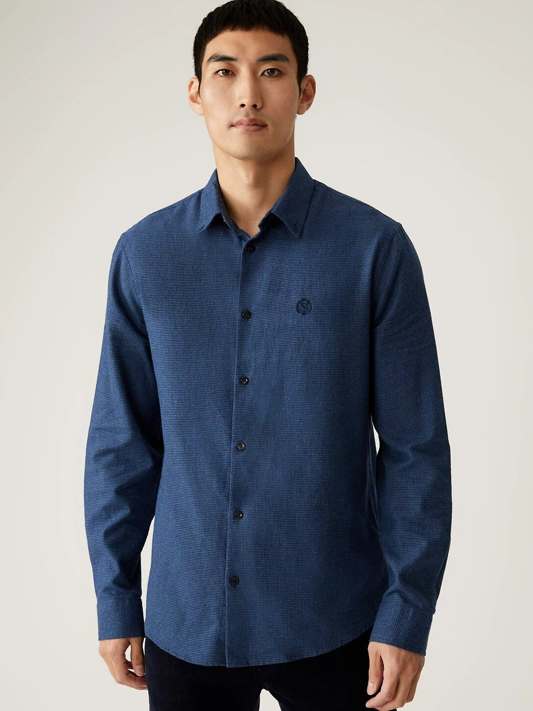 

Marks & Spencer Men Blue Casual Shirt