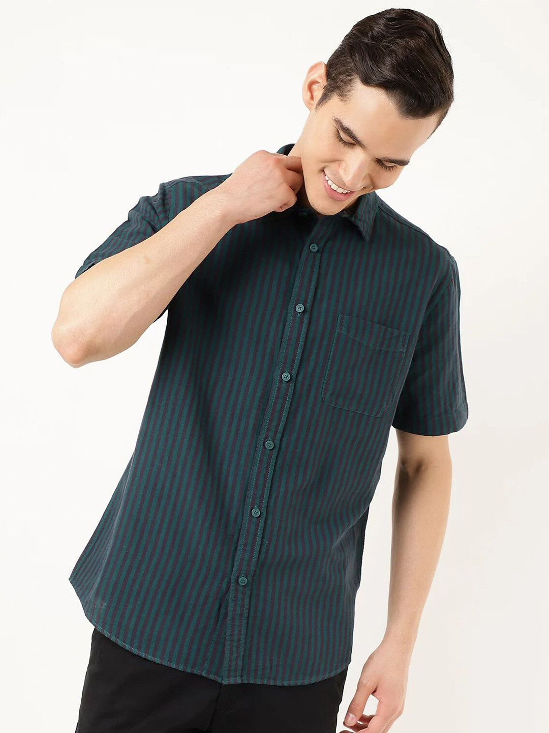 

Marks & Spencer Men Green Casual Shirt