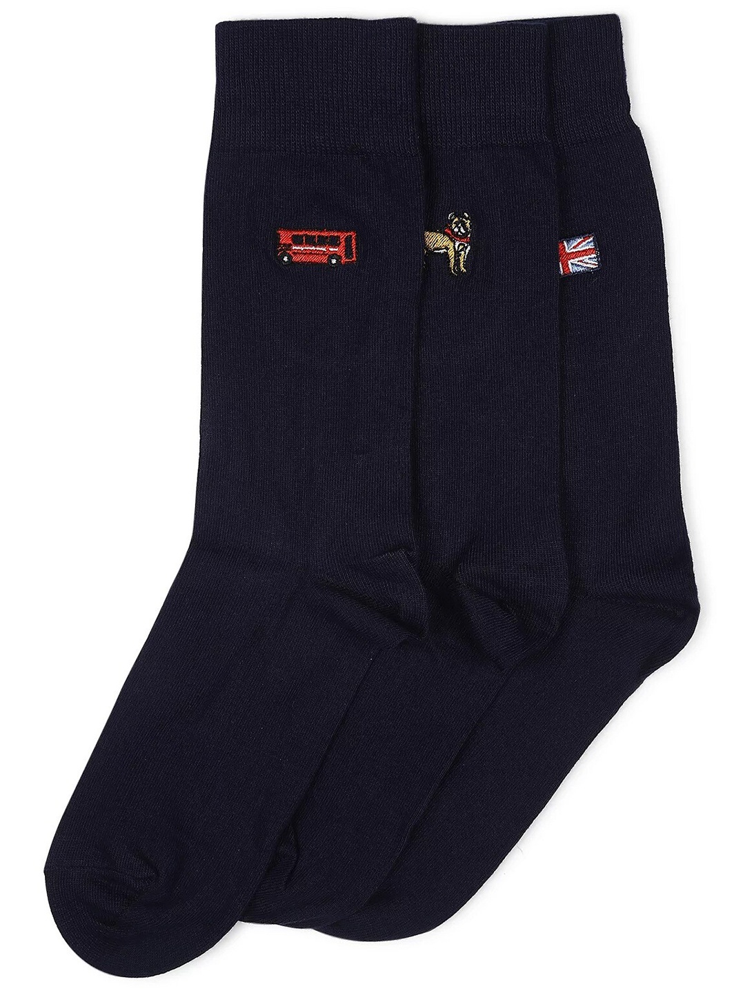 

Marks & Spencer Men Pack Of 3 Navy Blue Solid Formal Calf-Length Socks