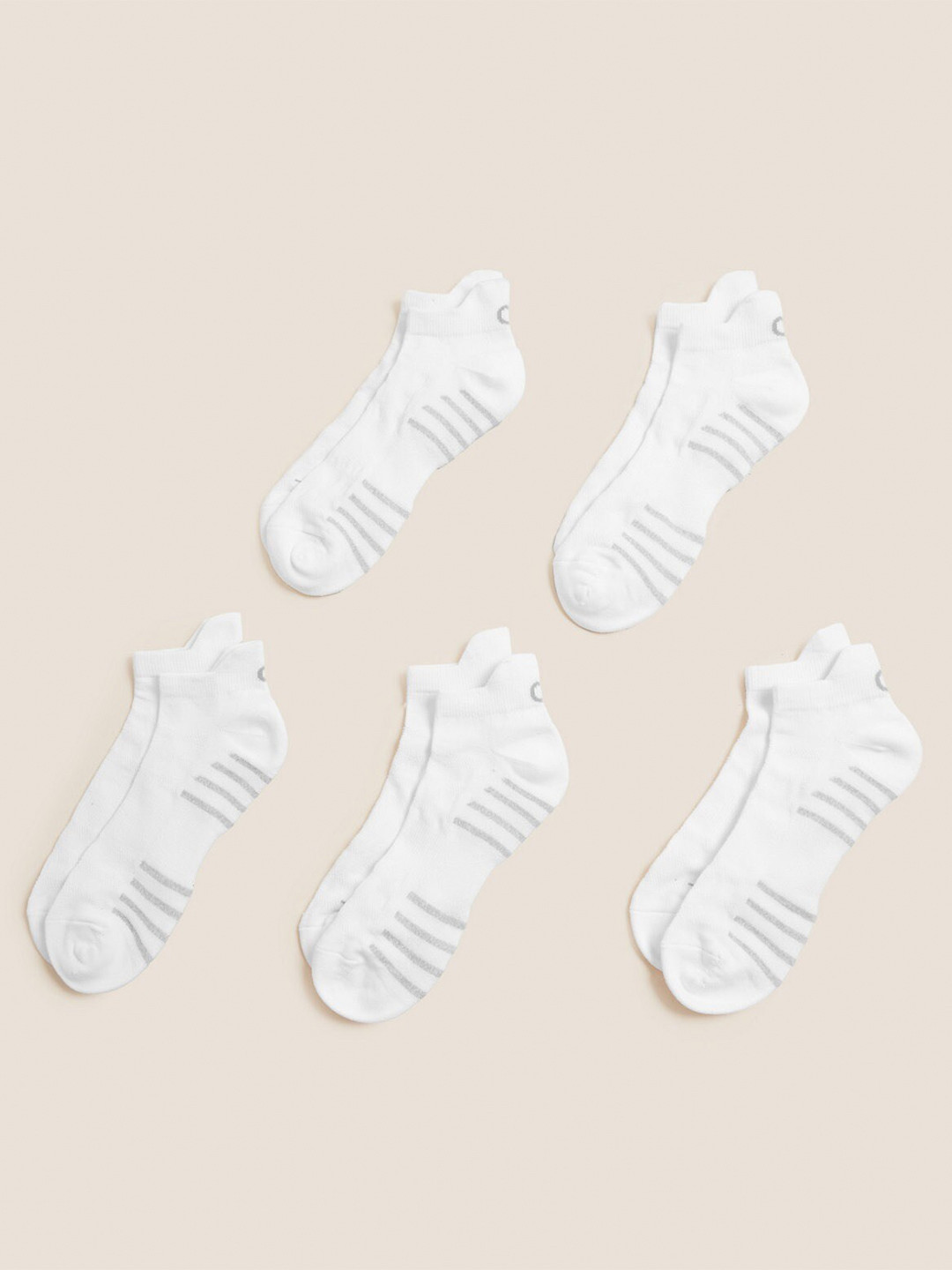 

Marks & Spencer Men Pack Of 5 Striped Ankle Length Socks, White