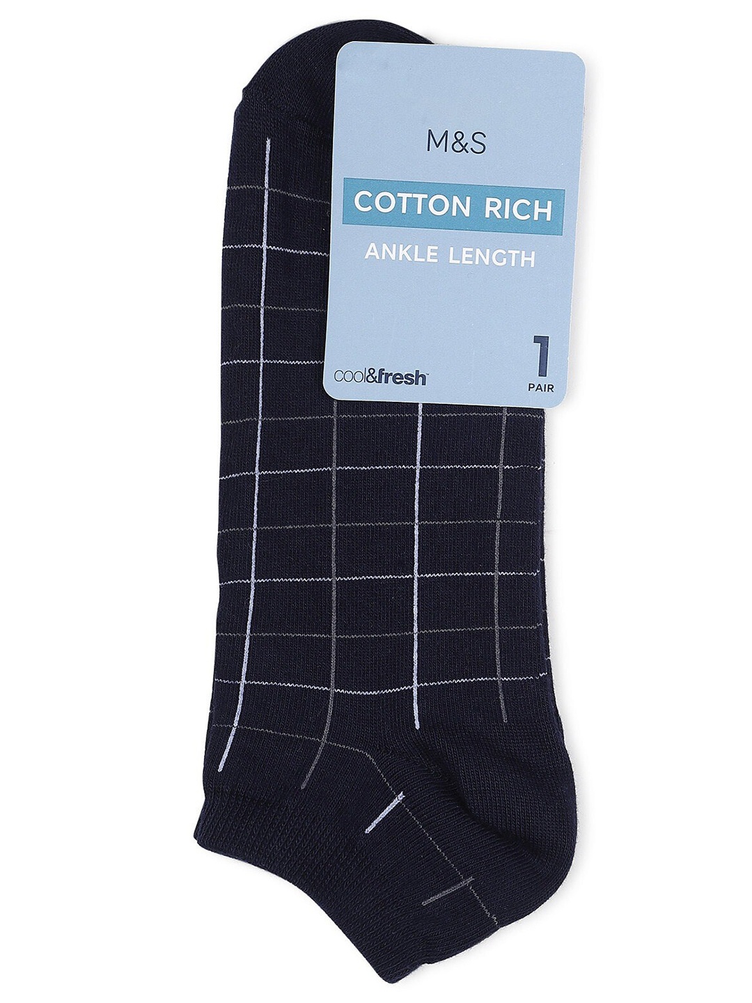 

Marks & Spencer Men Blue Checked Ankle Length Socks