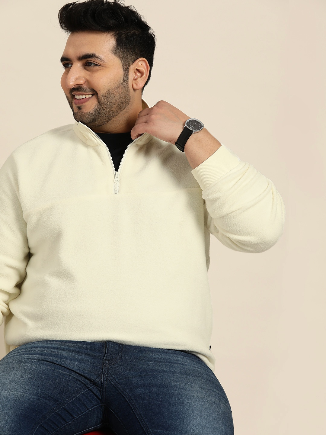 

Sztori Men Plus Size Cream-Coloured Sweatshirt