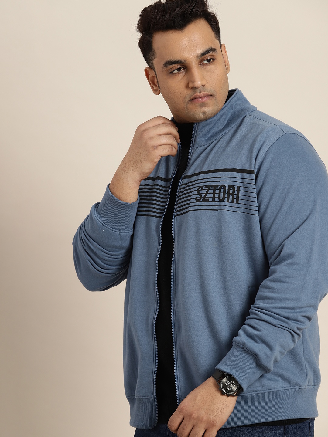 

Sztori Men Plus Size Printed Sweatshirt, Blue