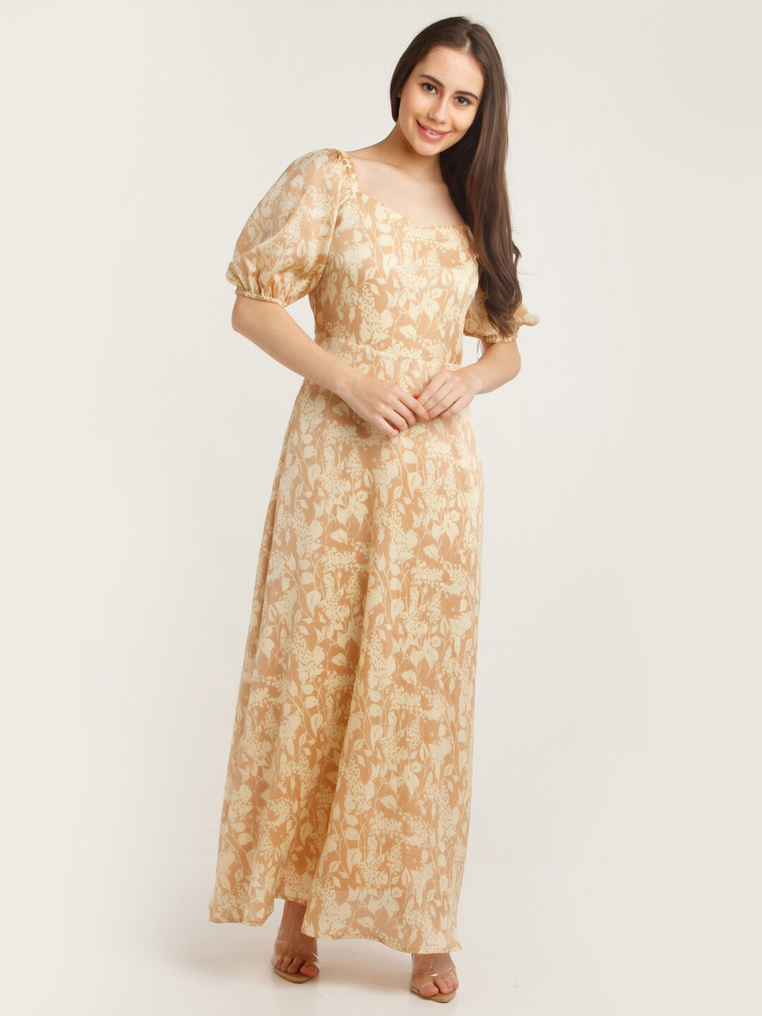 

Zink London Floral Print Maxi Dress, Peach