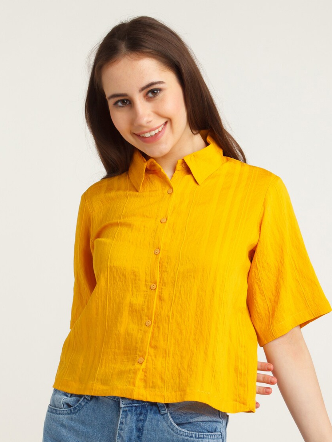 

Zink London Women Yellow Casual Shirt