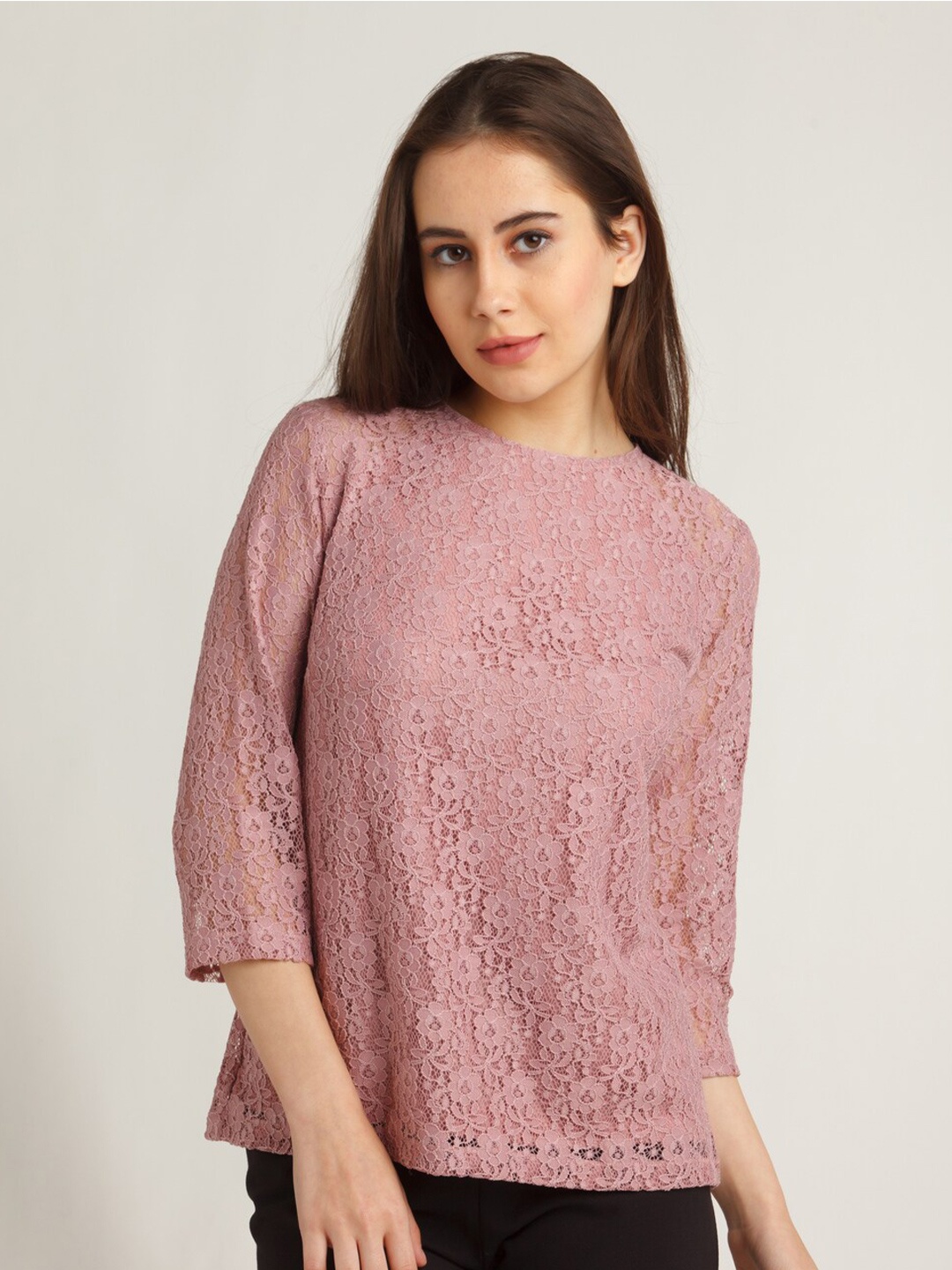 

Zink London Women Pink Lace Top