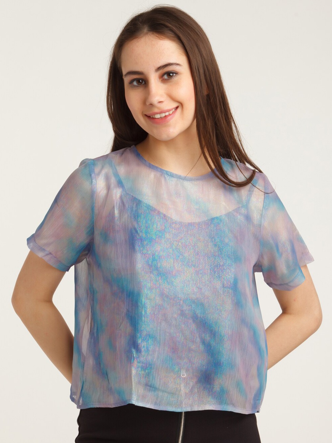 

Zink London Women Blue Dyed Casual Top