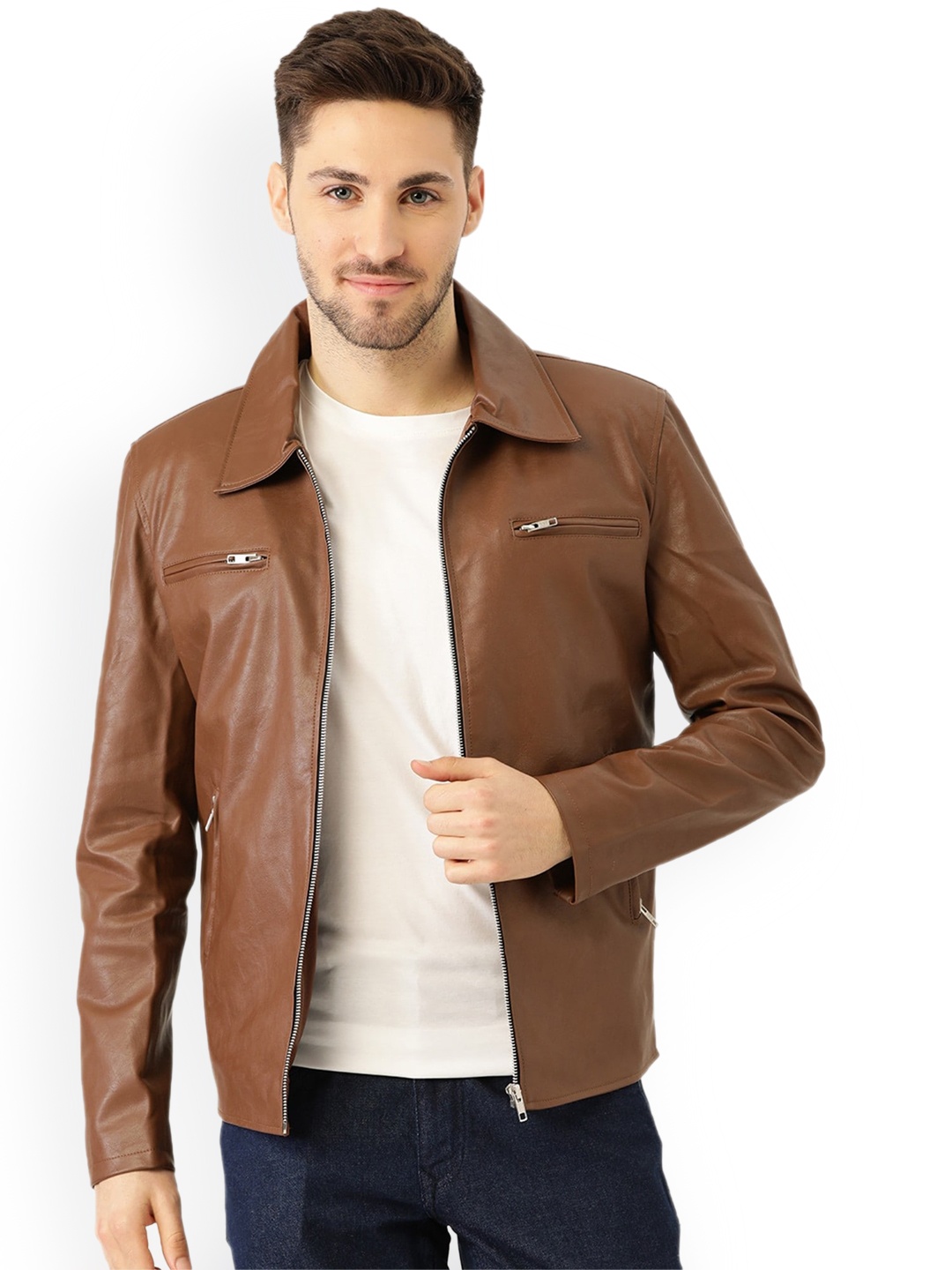 

Leather Retail Men Brown Outdoor Biker Jacket