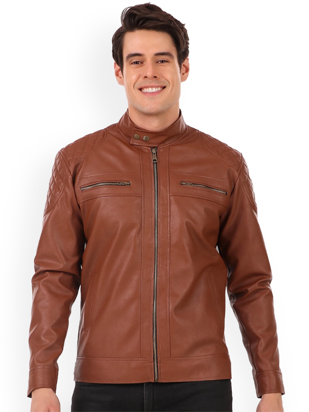 

Leather Retail Men Brown Crop Outdoor Biker Jacket