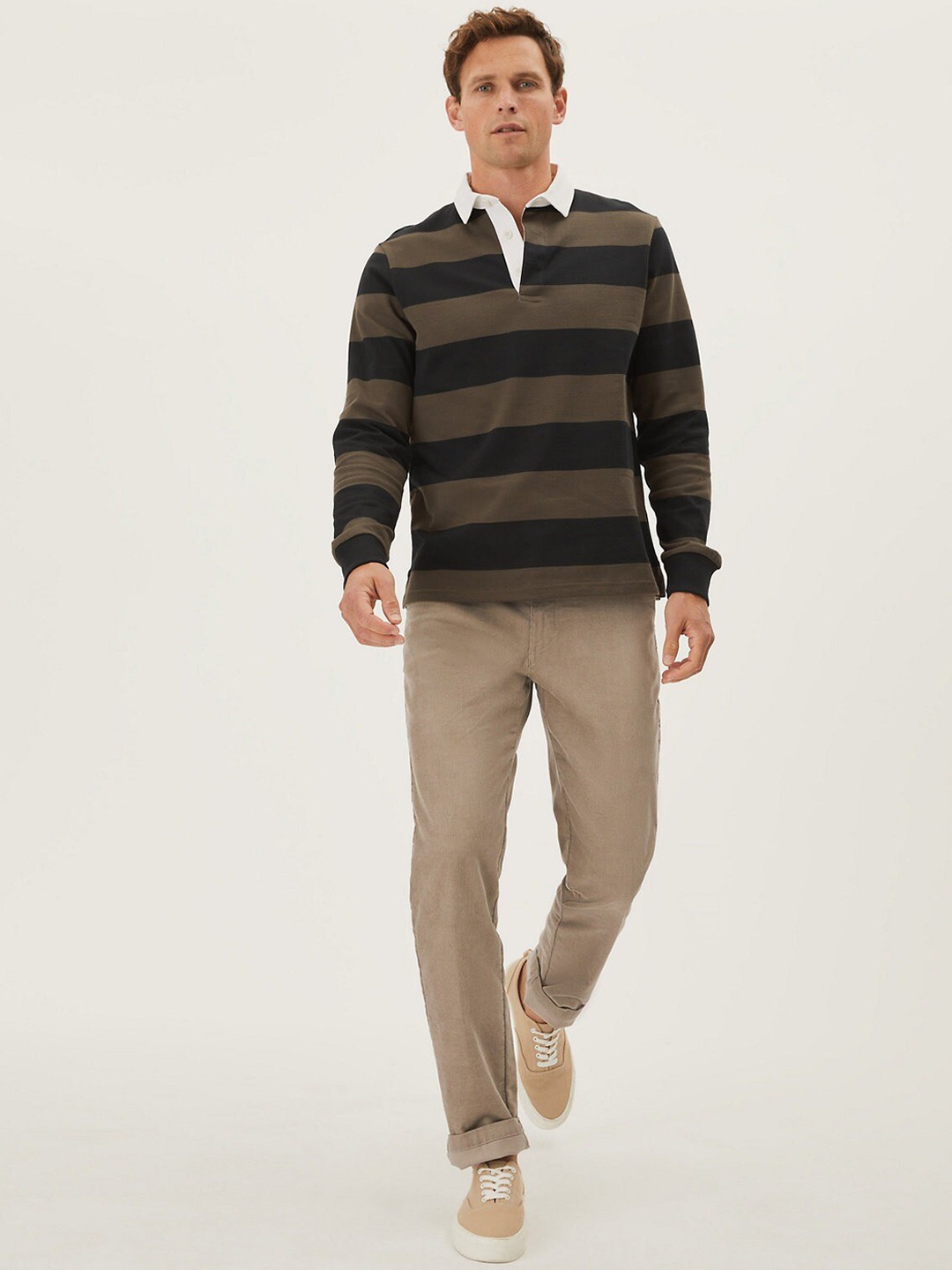 

Marks & Spencer Men Brown High-Rise Chinos Trousers