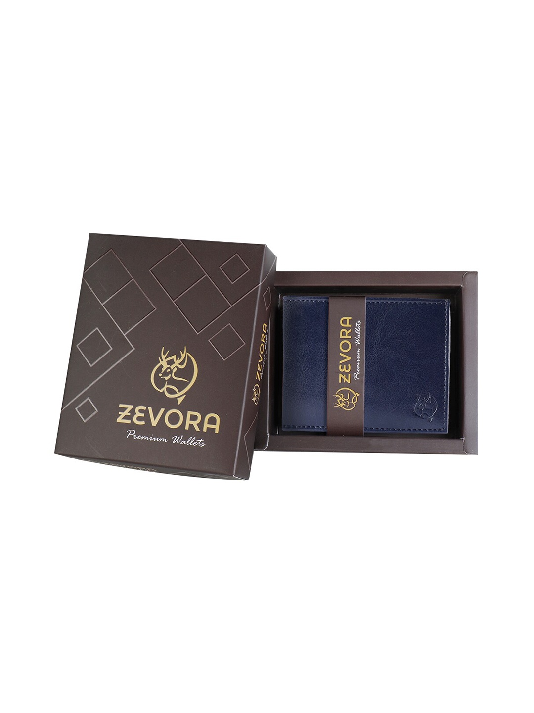 

ZEVORA Men Woven Design Leather Two Fold Wallet, Blue