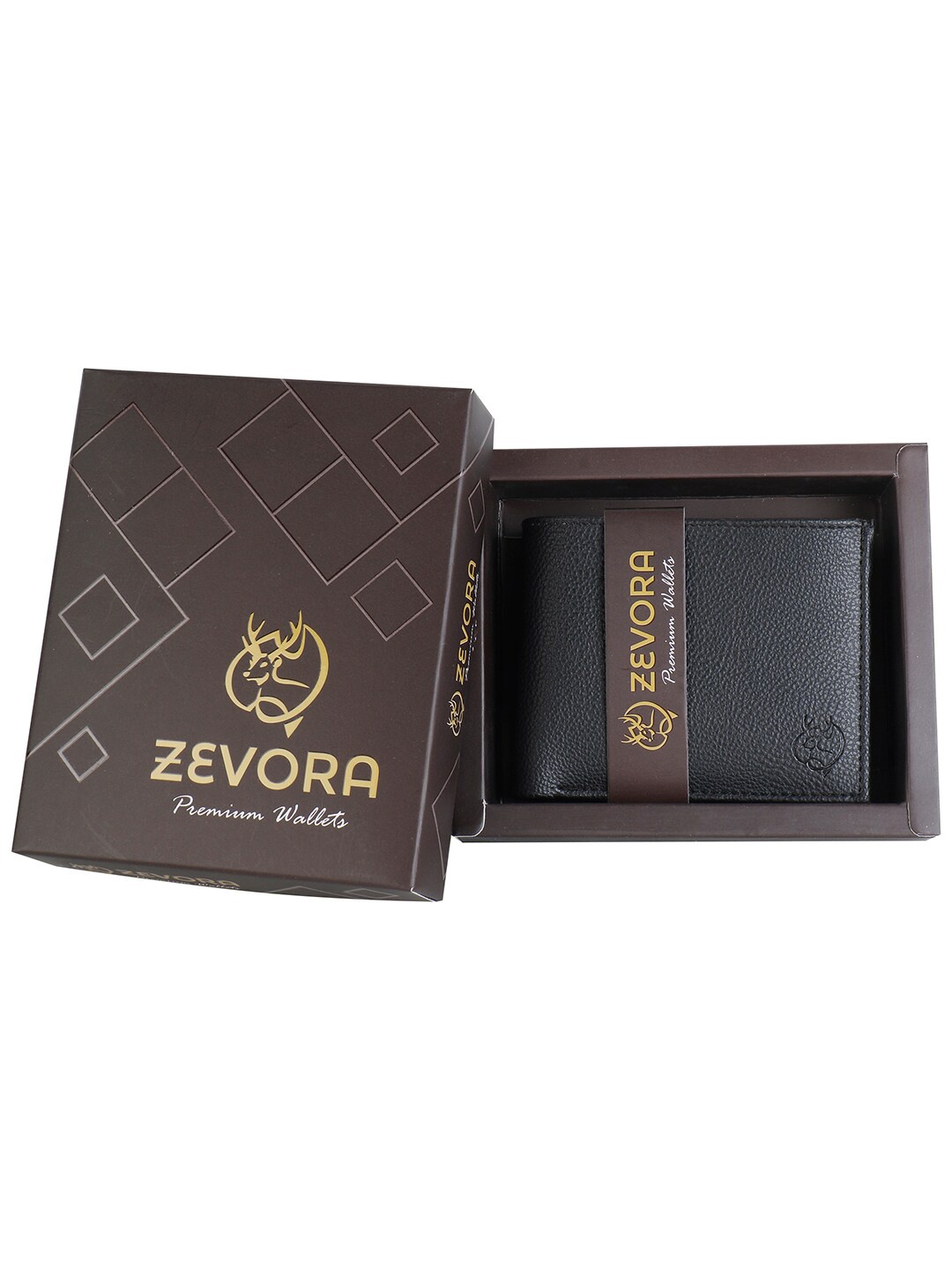 

ZEVORA Men Black Textured Leather Two Fold Wallet