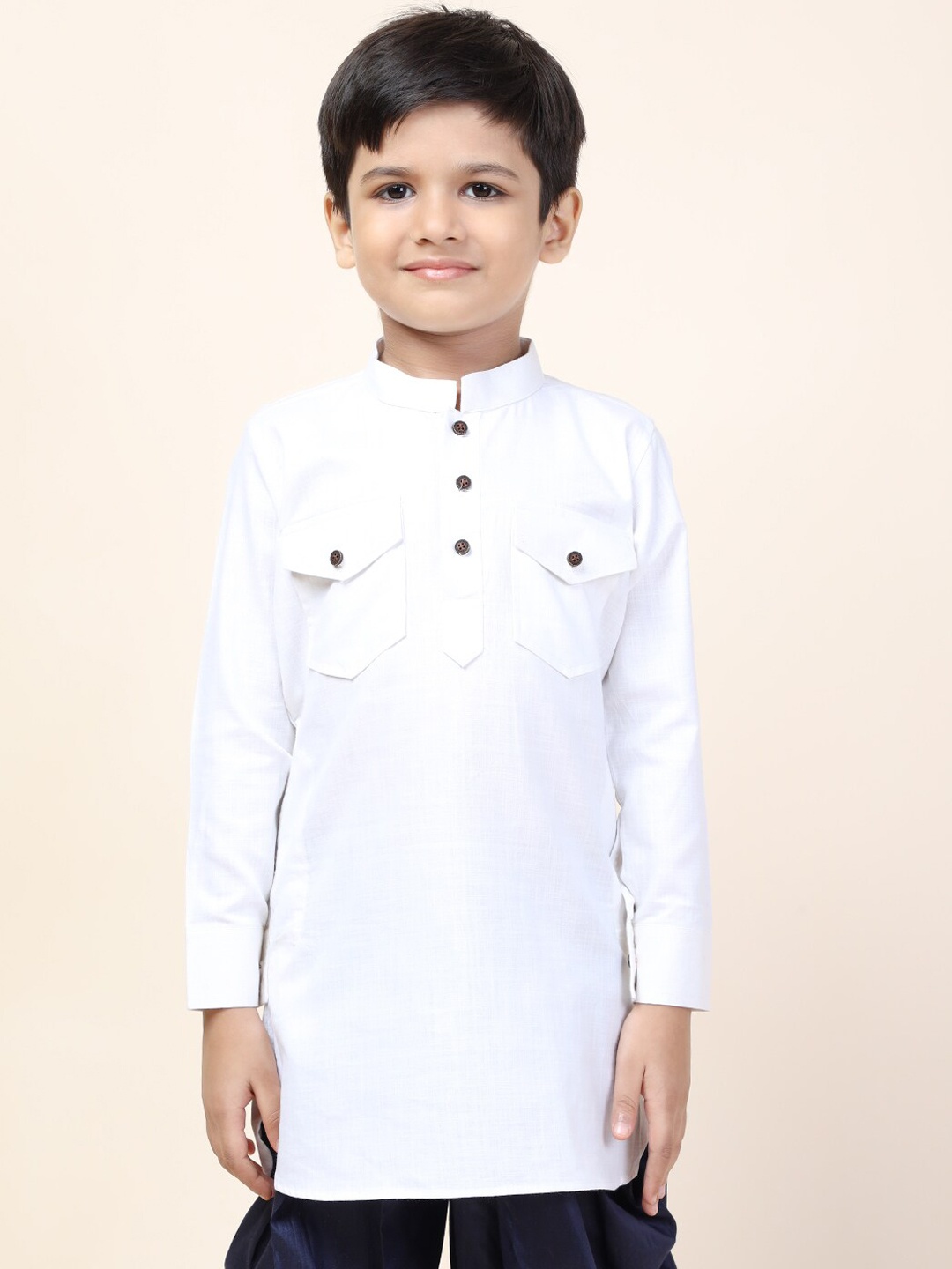 

NAMASKAR Boys White Patchwork Kurta