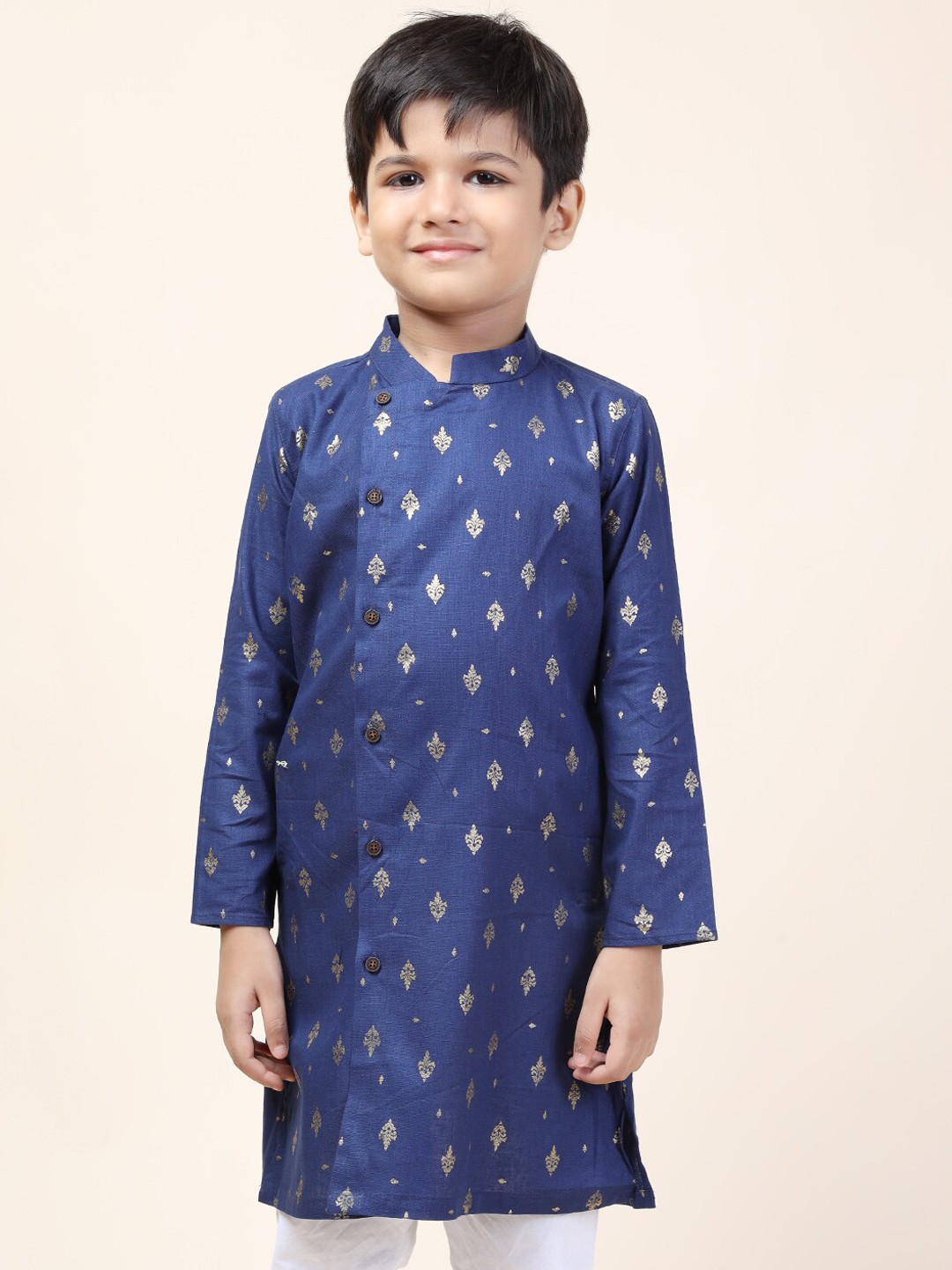 

NAMASKAR Boys Blue Ethnic Motifs Thread Work Kurta