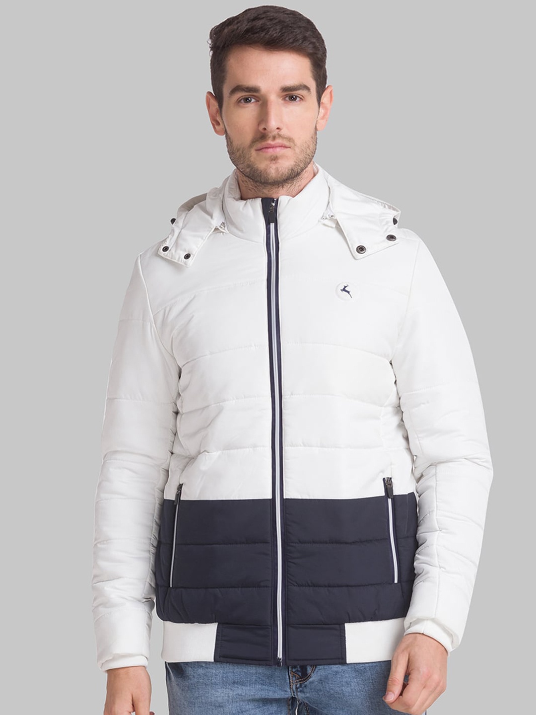 

Parx Men White Colourblocked Puffer Jacket