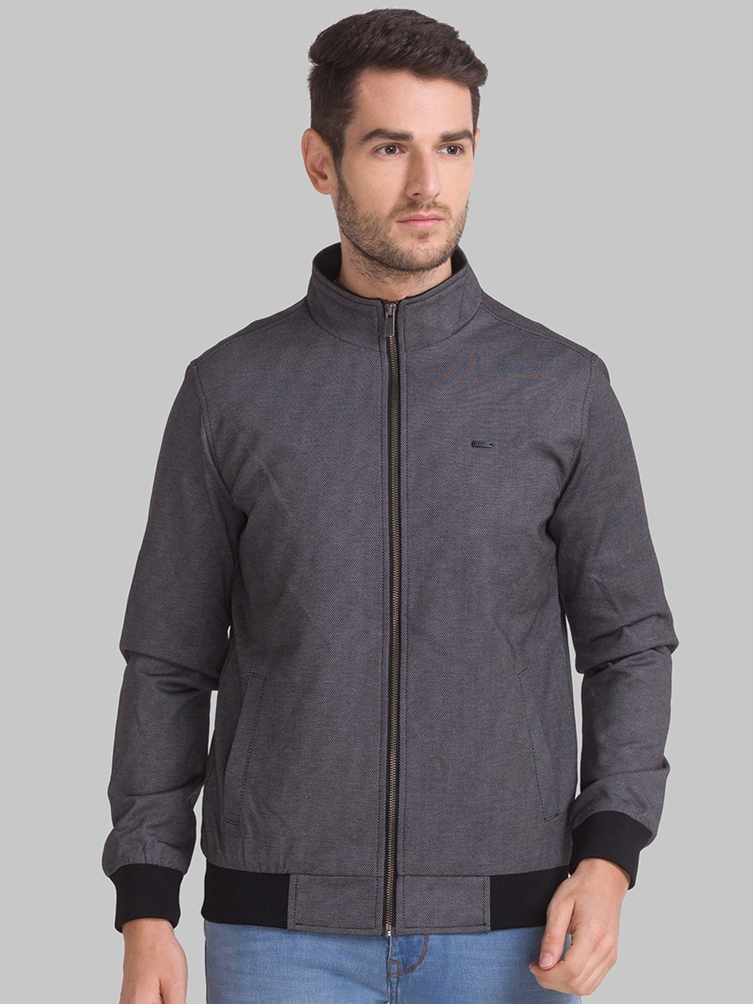 

Parx Men Grey Longline Bomber Jacket