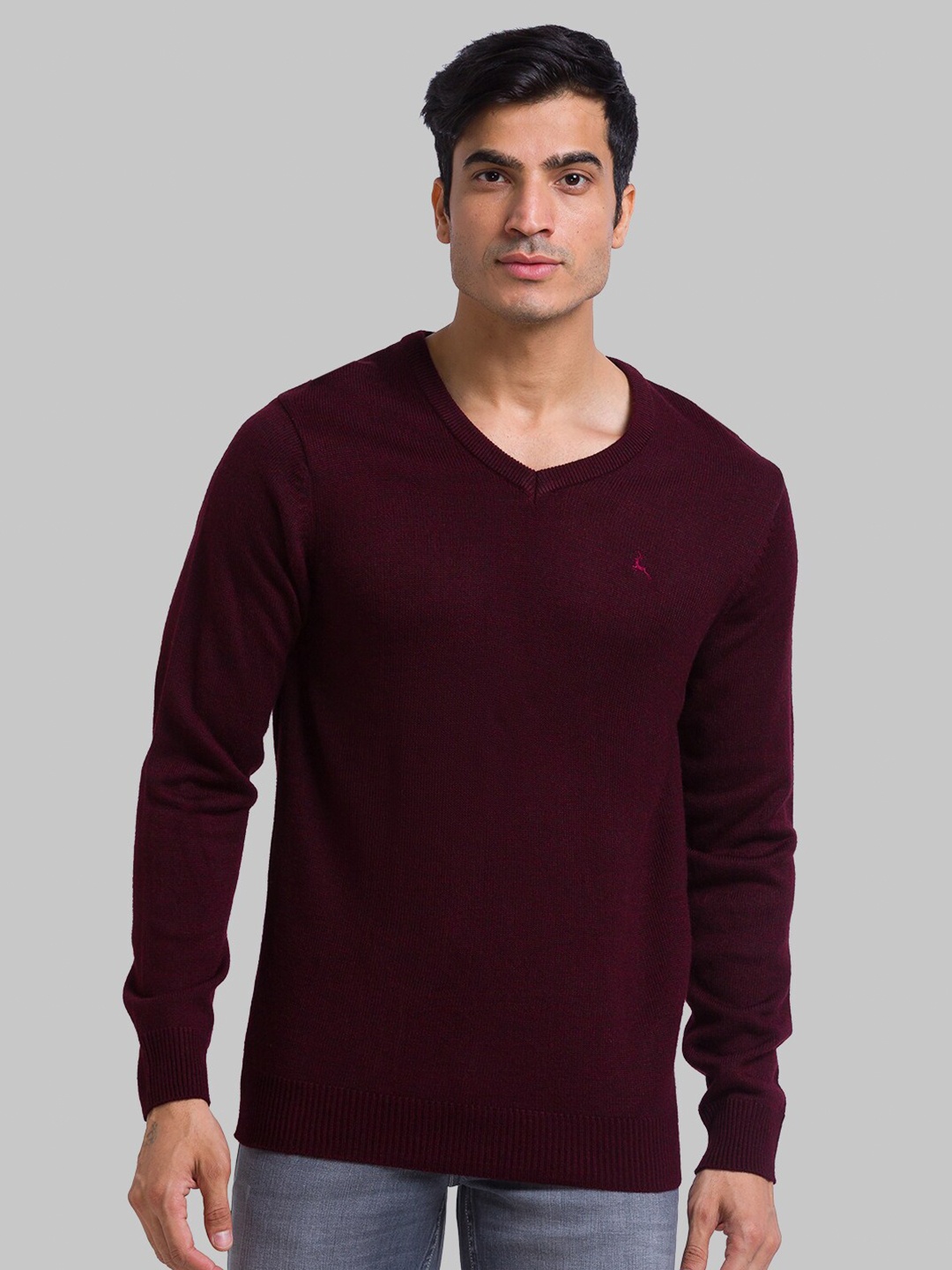 

Parx Men Maroon Ribbed Pullover