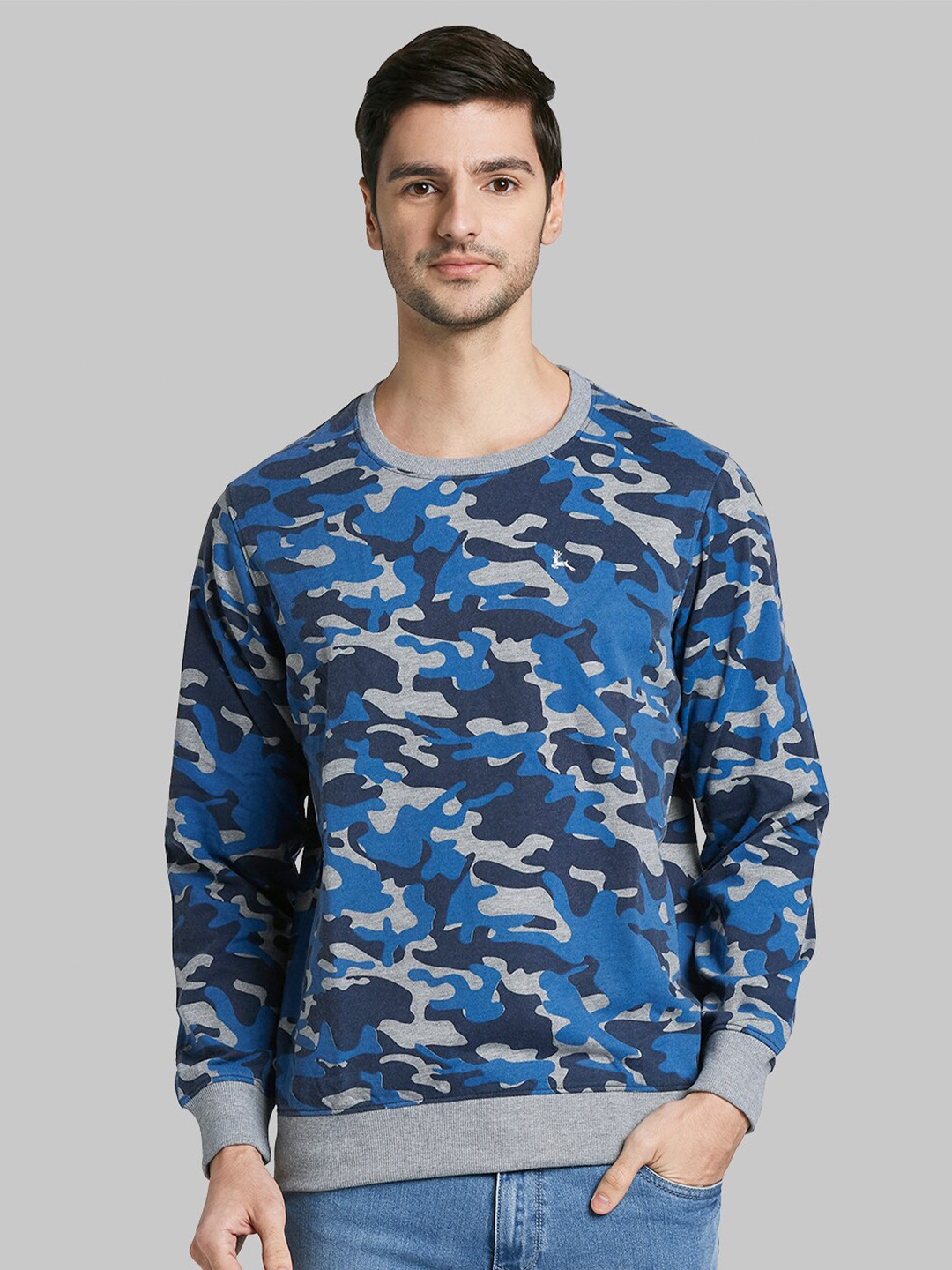 

Parx Men Printed Sweatshirt, Blue