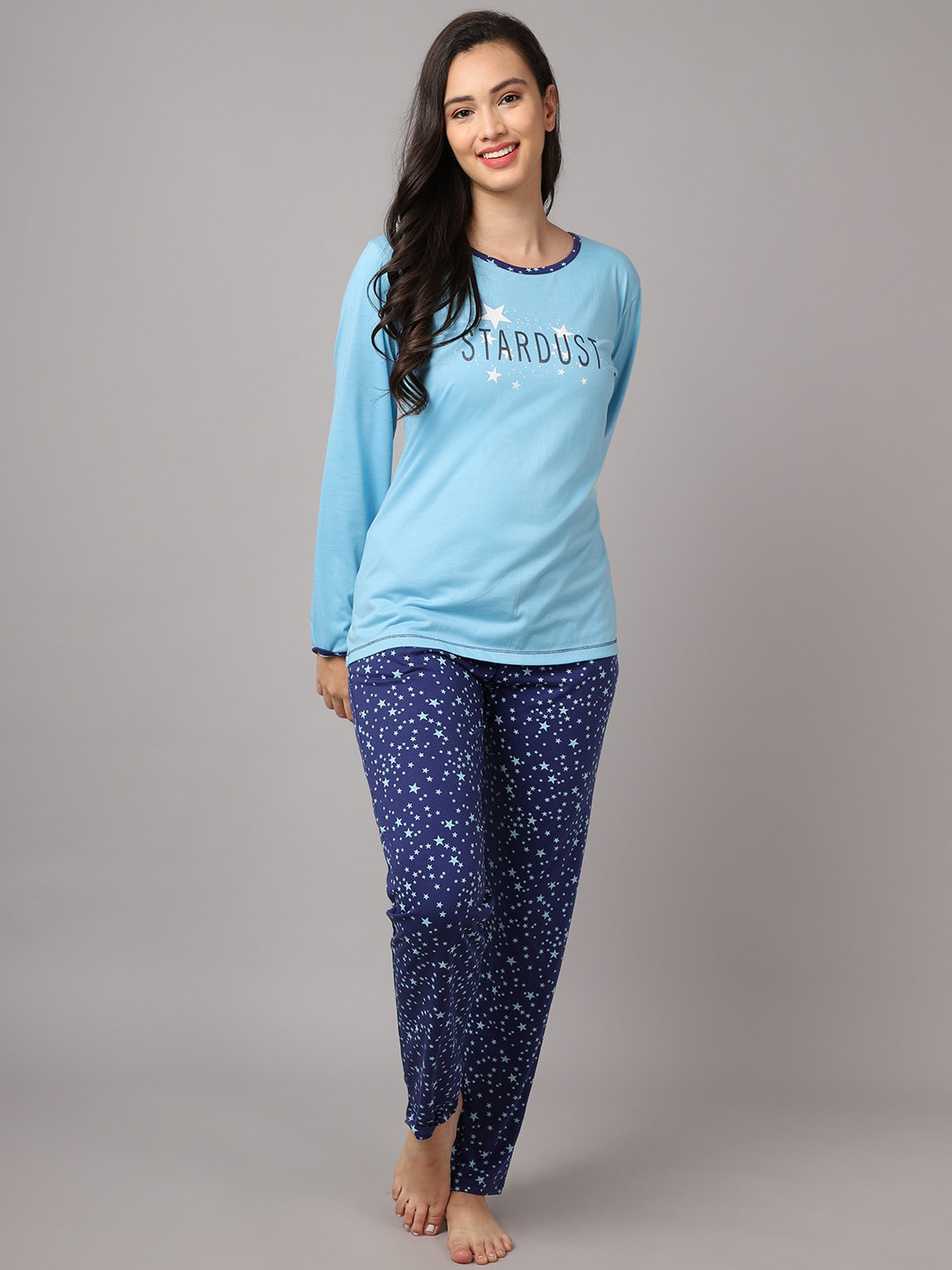 

Kanvin Women Blue & White Night suit