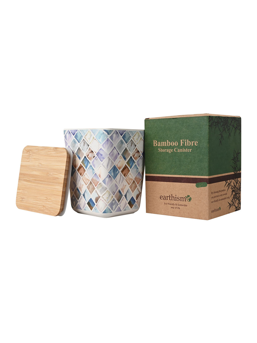 

earthism Purple & White Printed Canisters With Lid